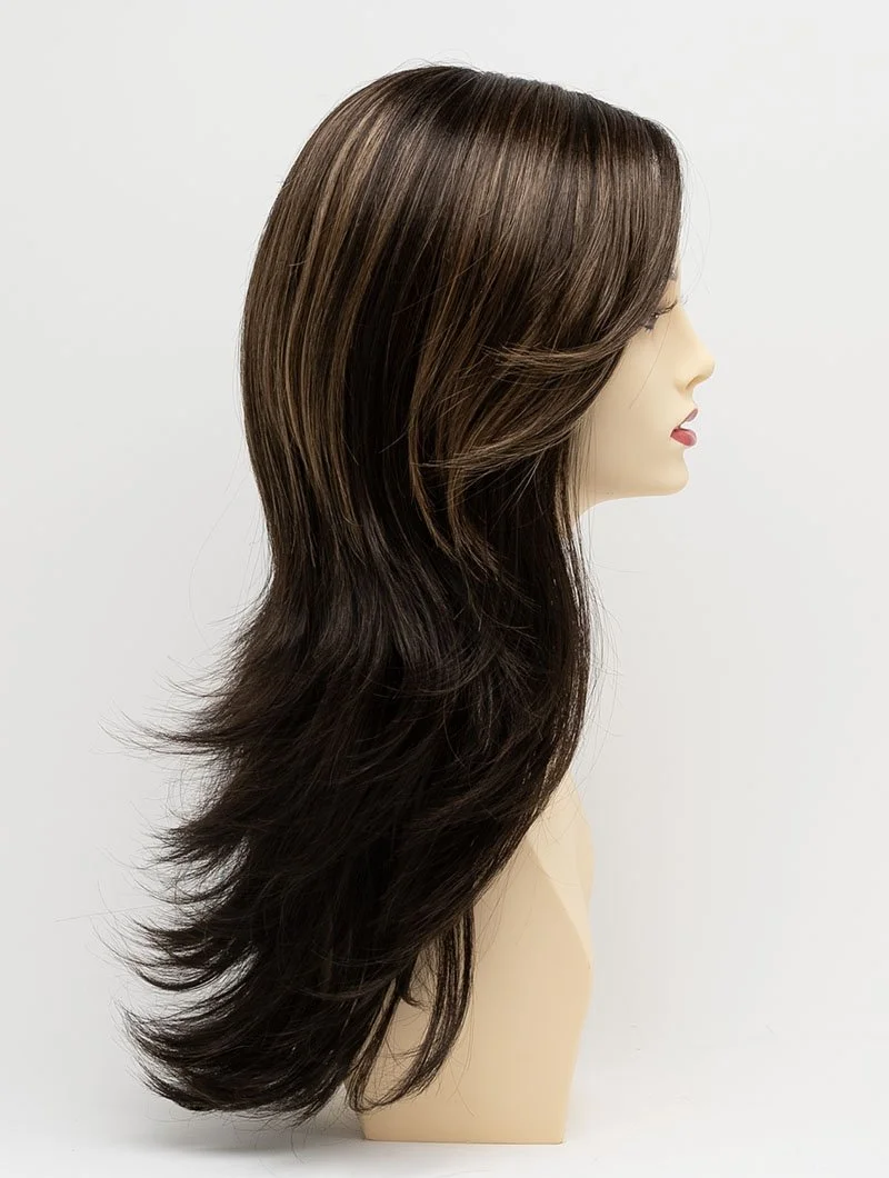  AMARETTO CREAM | Dark Brown roots with overall Medium Brown base with Honey Blonde highlights 