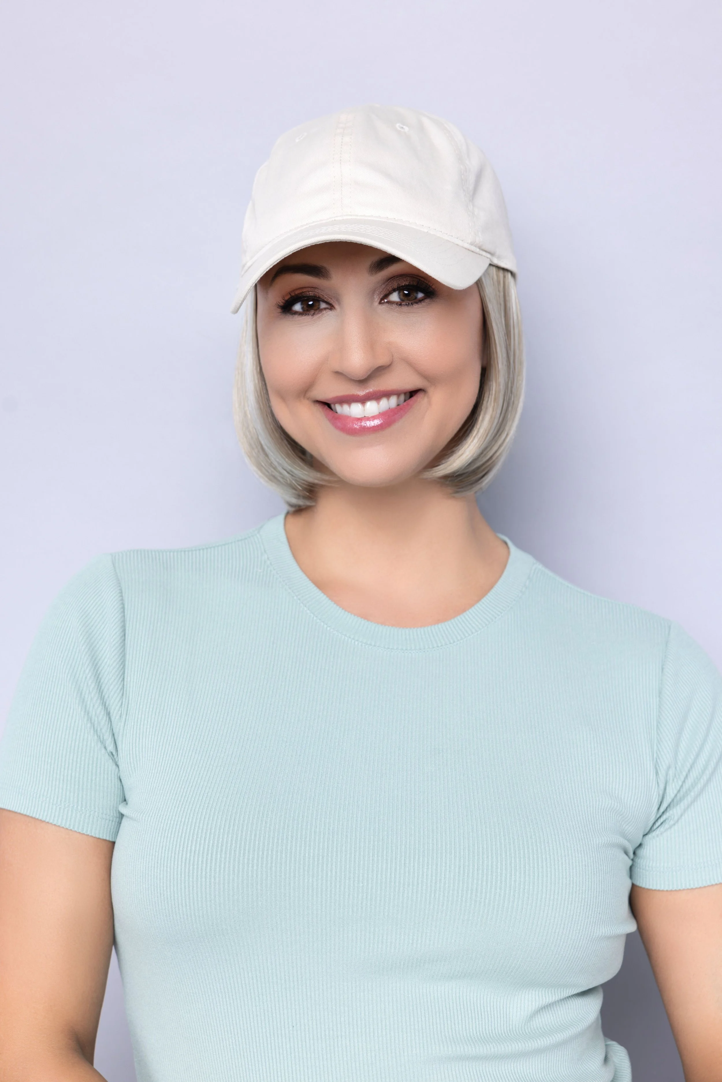 Shorty Hat Beige | Baseball Cap with Hair Sewn in