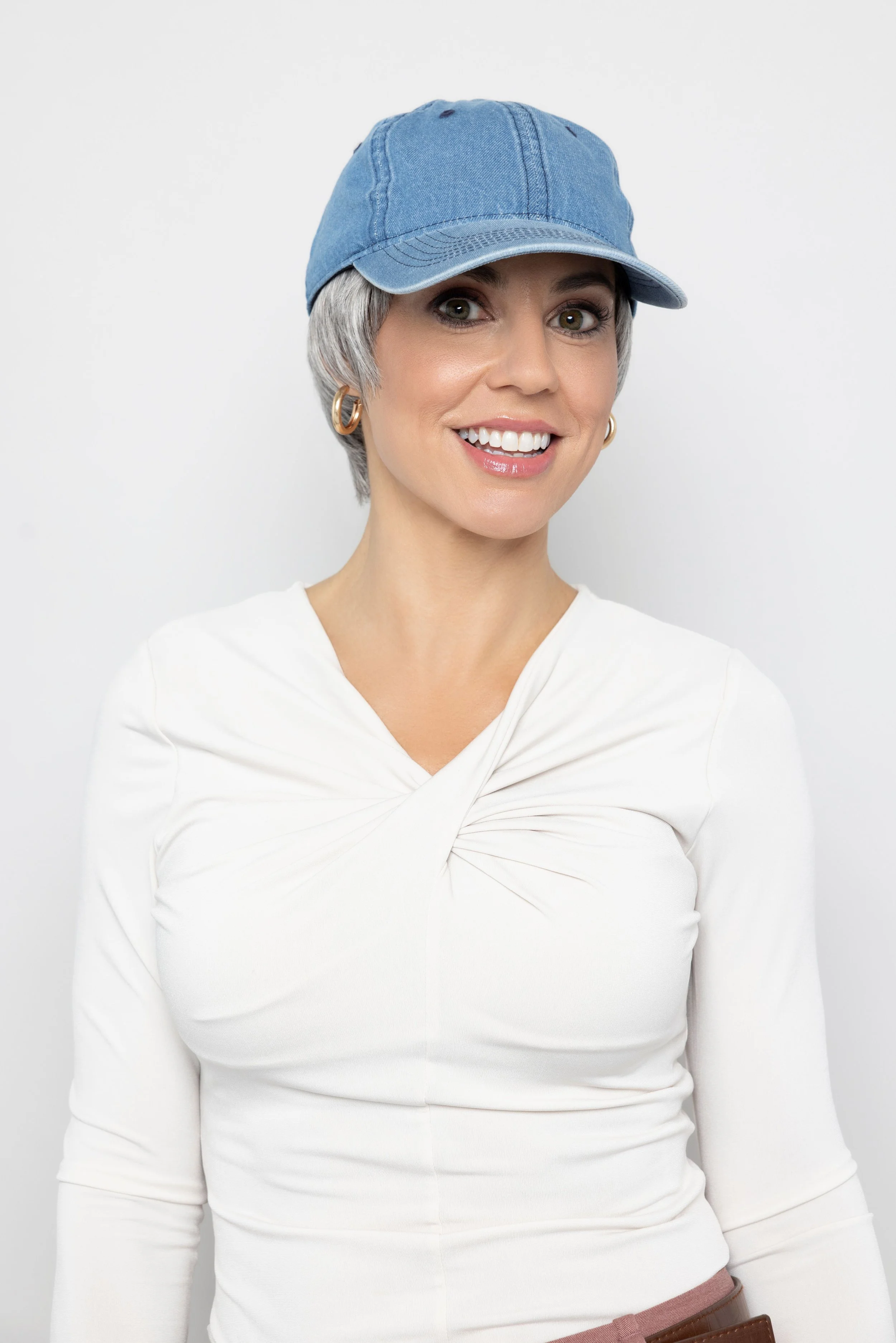 Denim Tapered Hat | Baseball Cap with Hair Sewn in