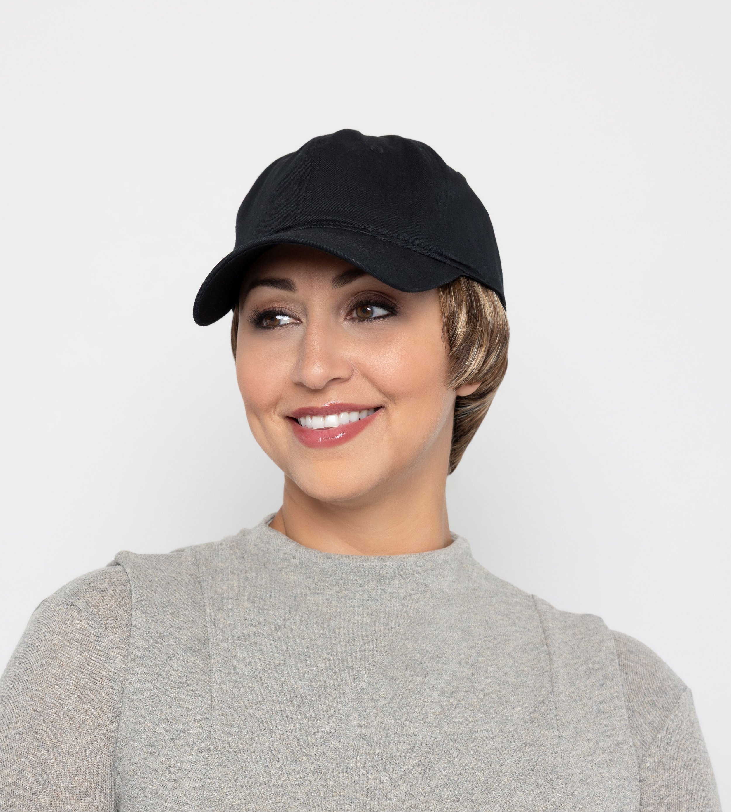 Tapered Hat Black | Baseball Cap with Hair Sewn in