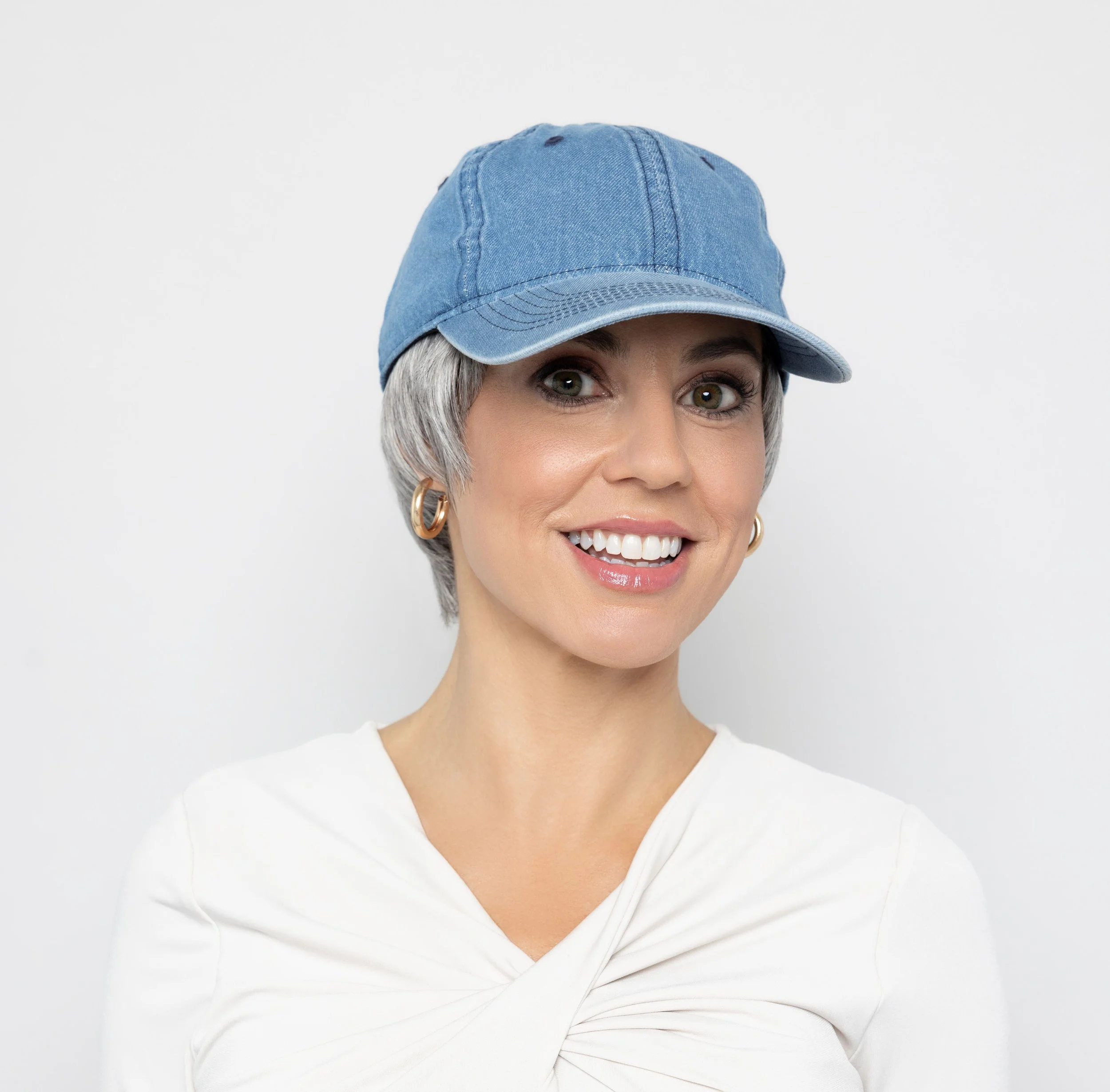 Denim Tapered Hat | Baseball Cap with Hair Sewn in