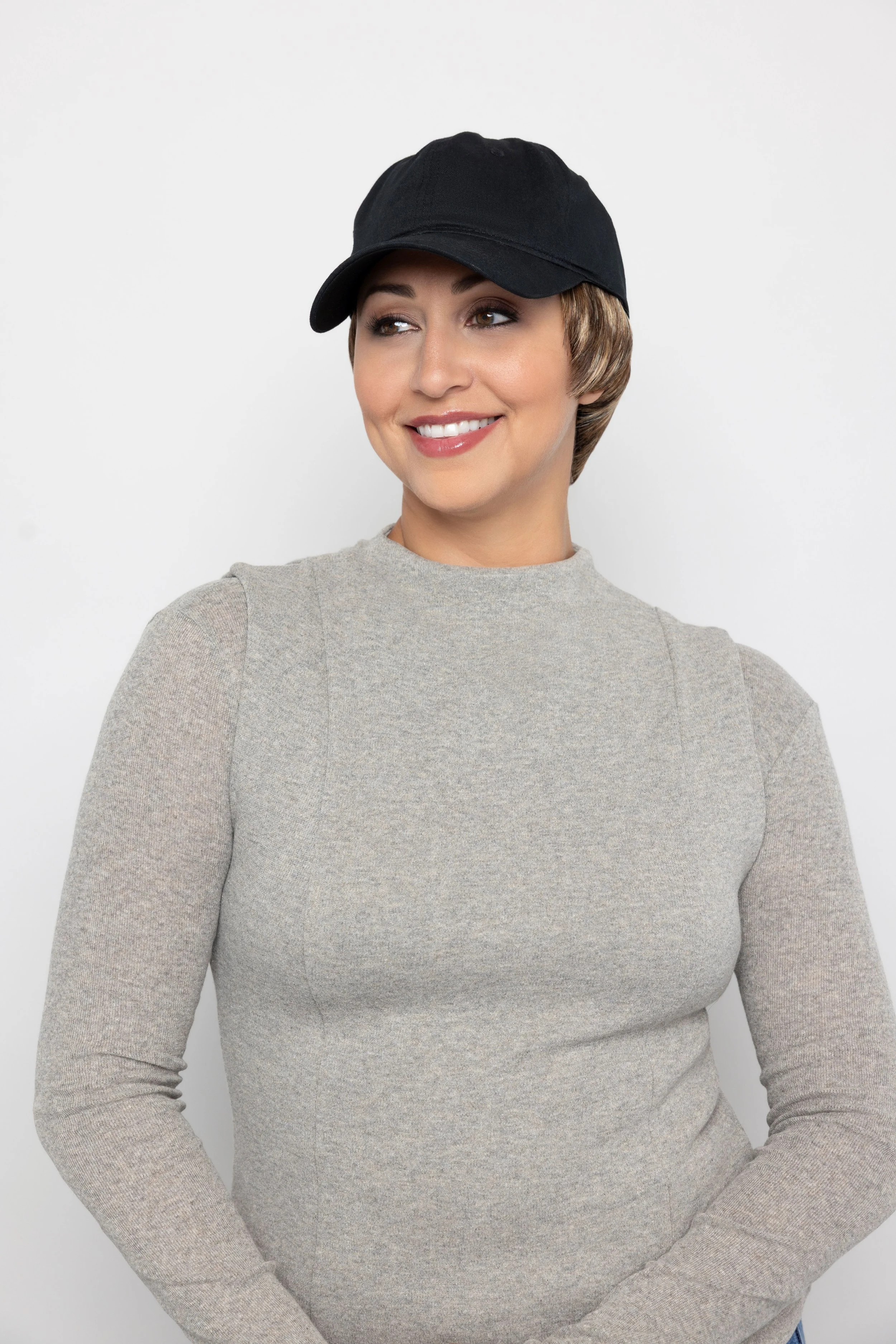 Tapered Hat Black | Baseball Cap with Hair Sewn in