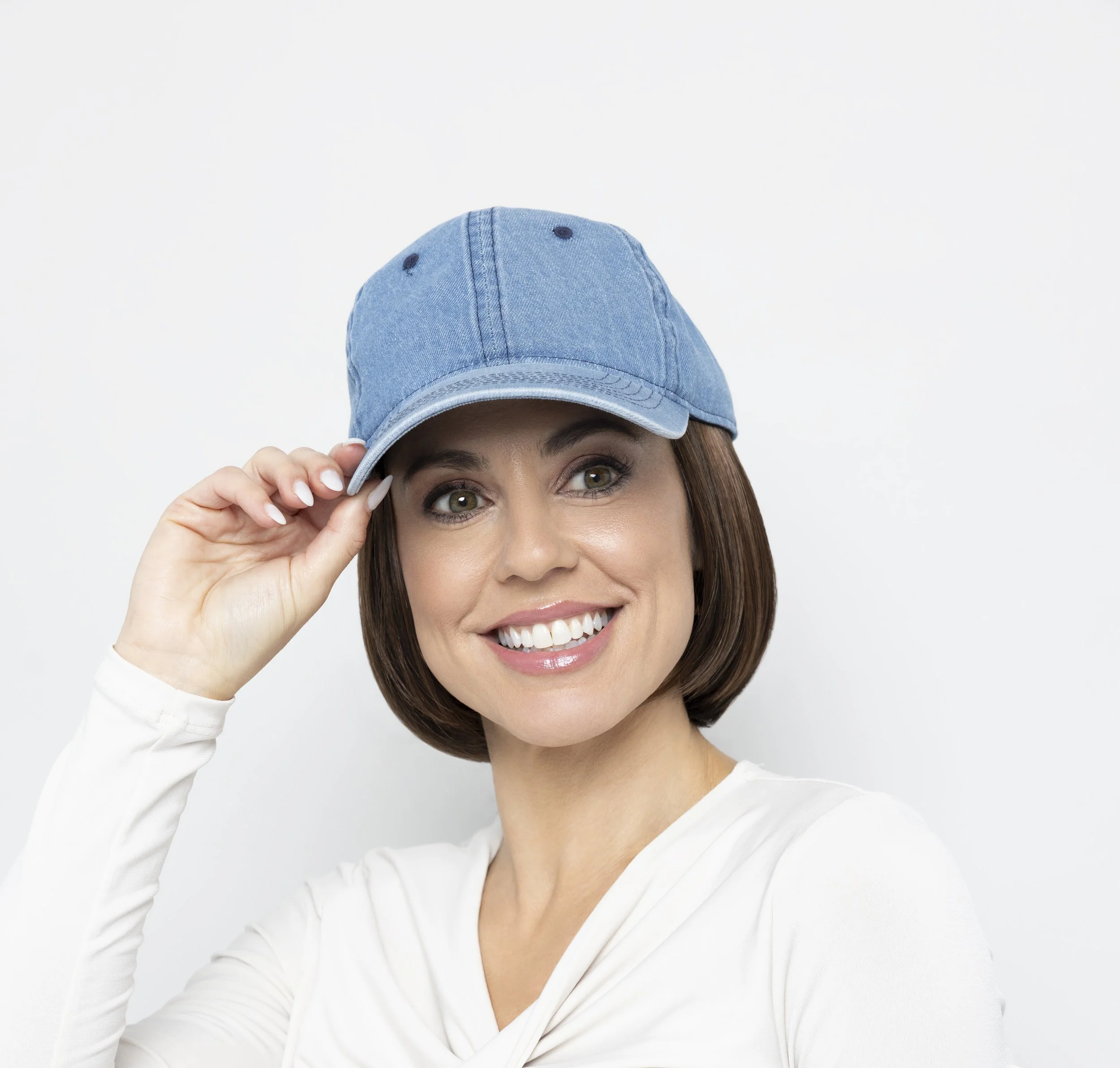 Denim Hat Short | Baseball Cap with Hair Sewn in