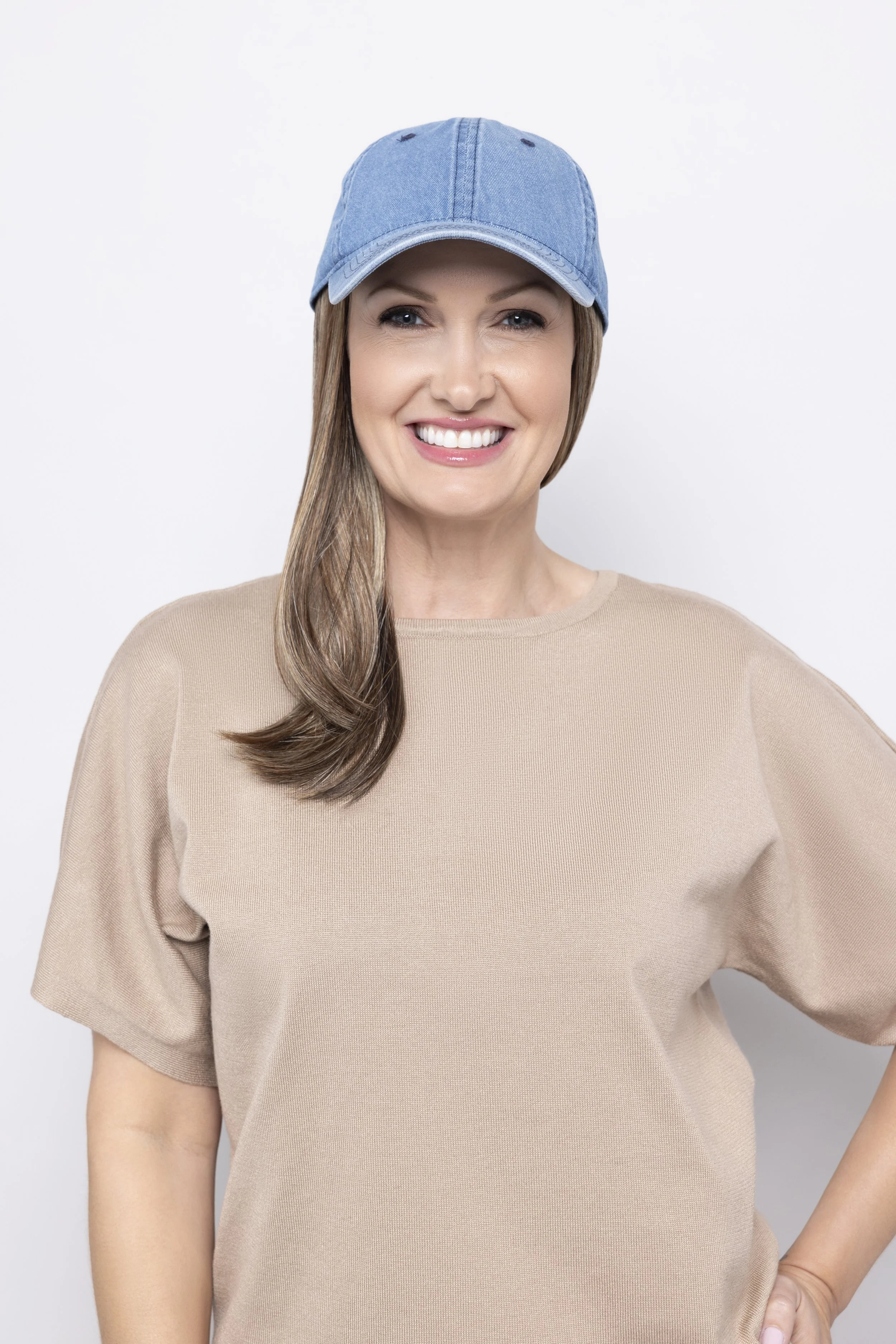 Denim Long Hat | Baseball Cap with Hair Sewn in (Copy)