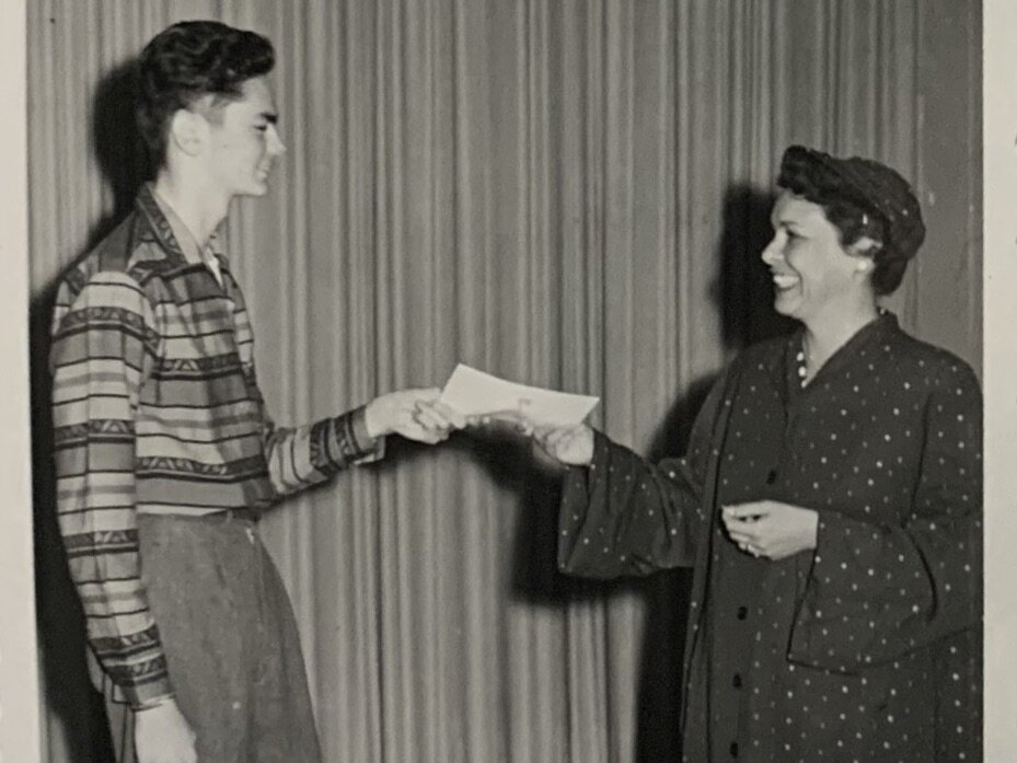 A $500  scholarship was presented in July 1958, the second annual scholarship presenting by the club