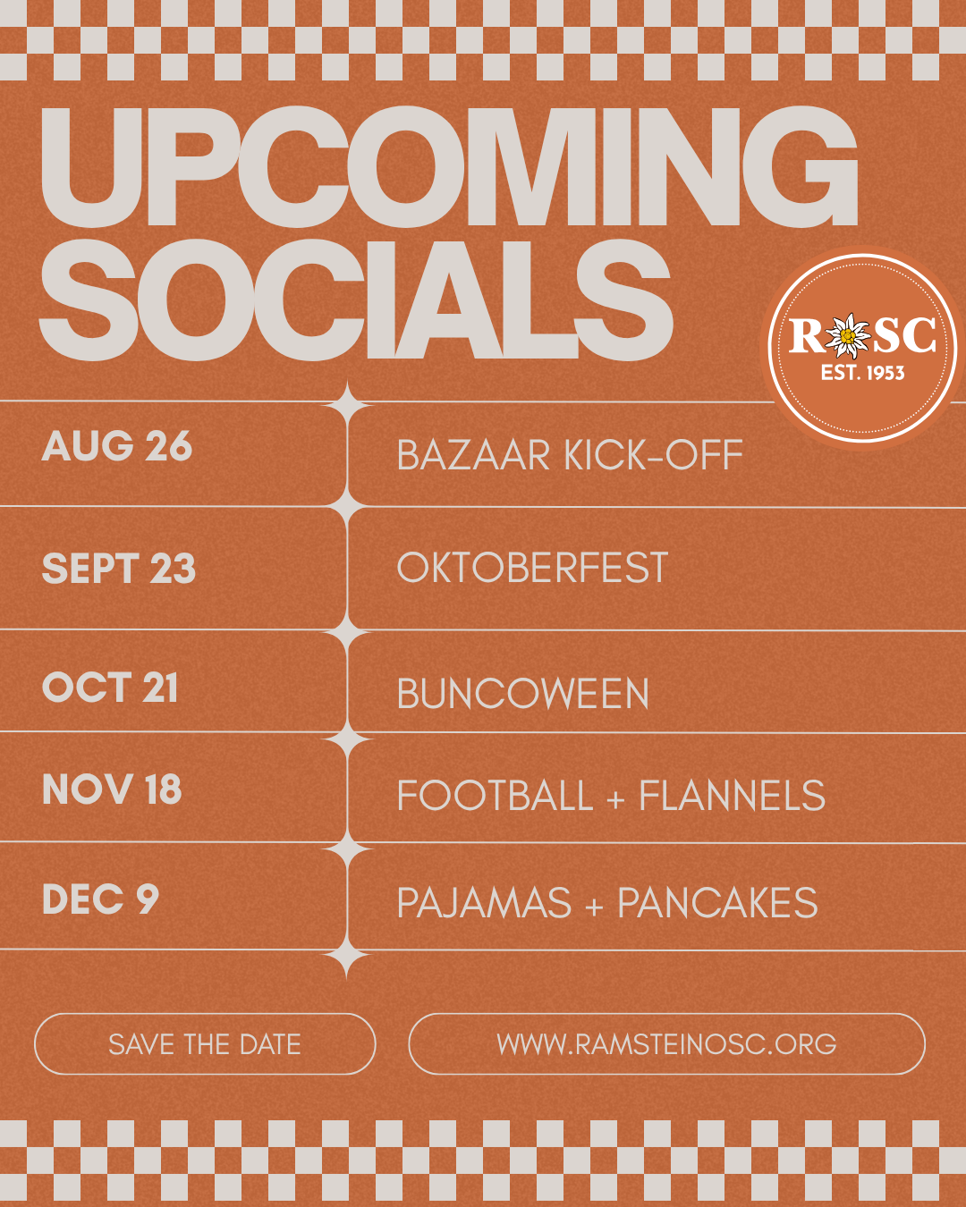 ROSC FALL SOCIALS: save the date!