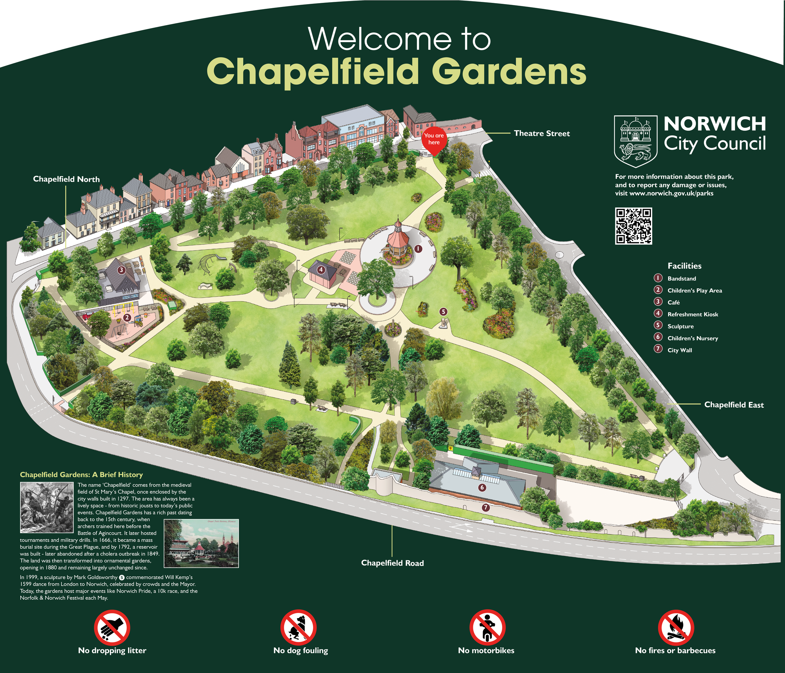 Chapelfield Gardens Illustrated Map Poster