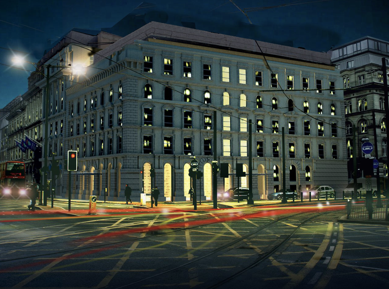 View at Night, Proposed Office Scheme, Magnum House, 9 Portland St, Manchester