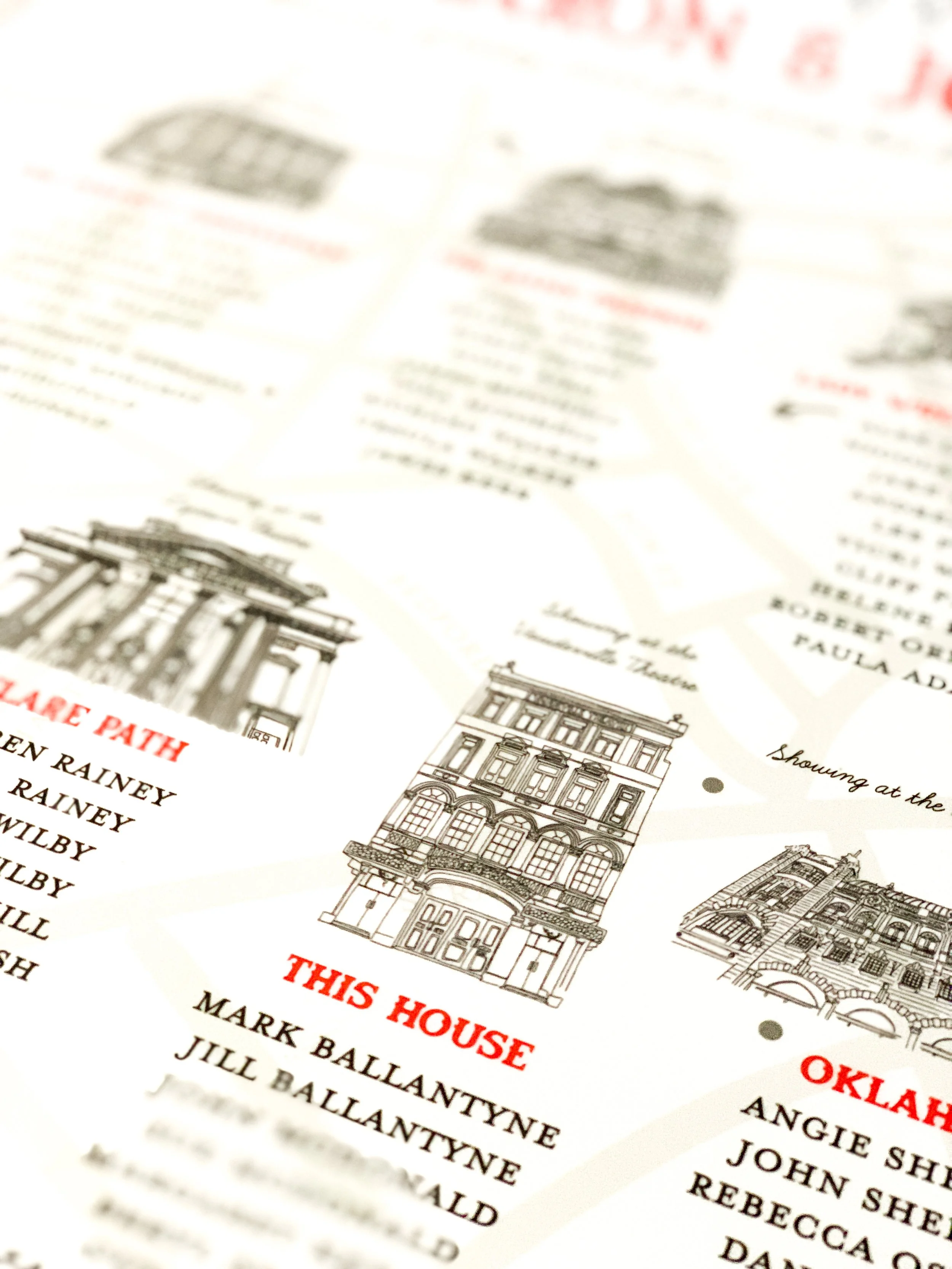 Illustrated theatres for a table plan 