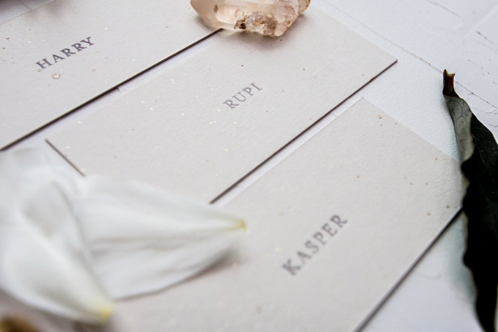 Simple super thick cards speckled with gold paint