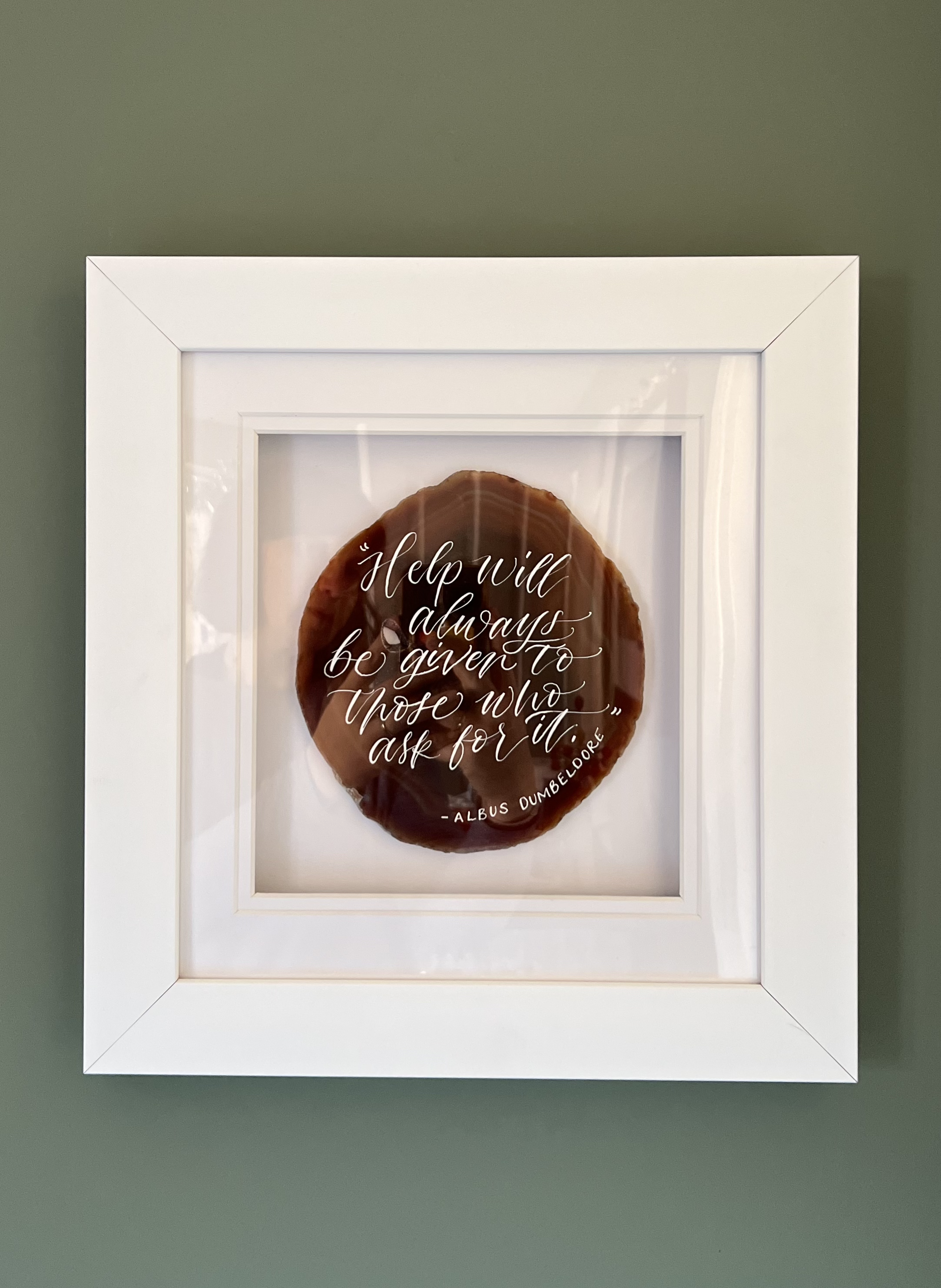 Personalised agate slice as a leaving gift