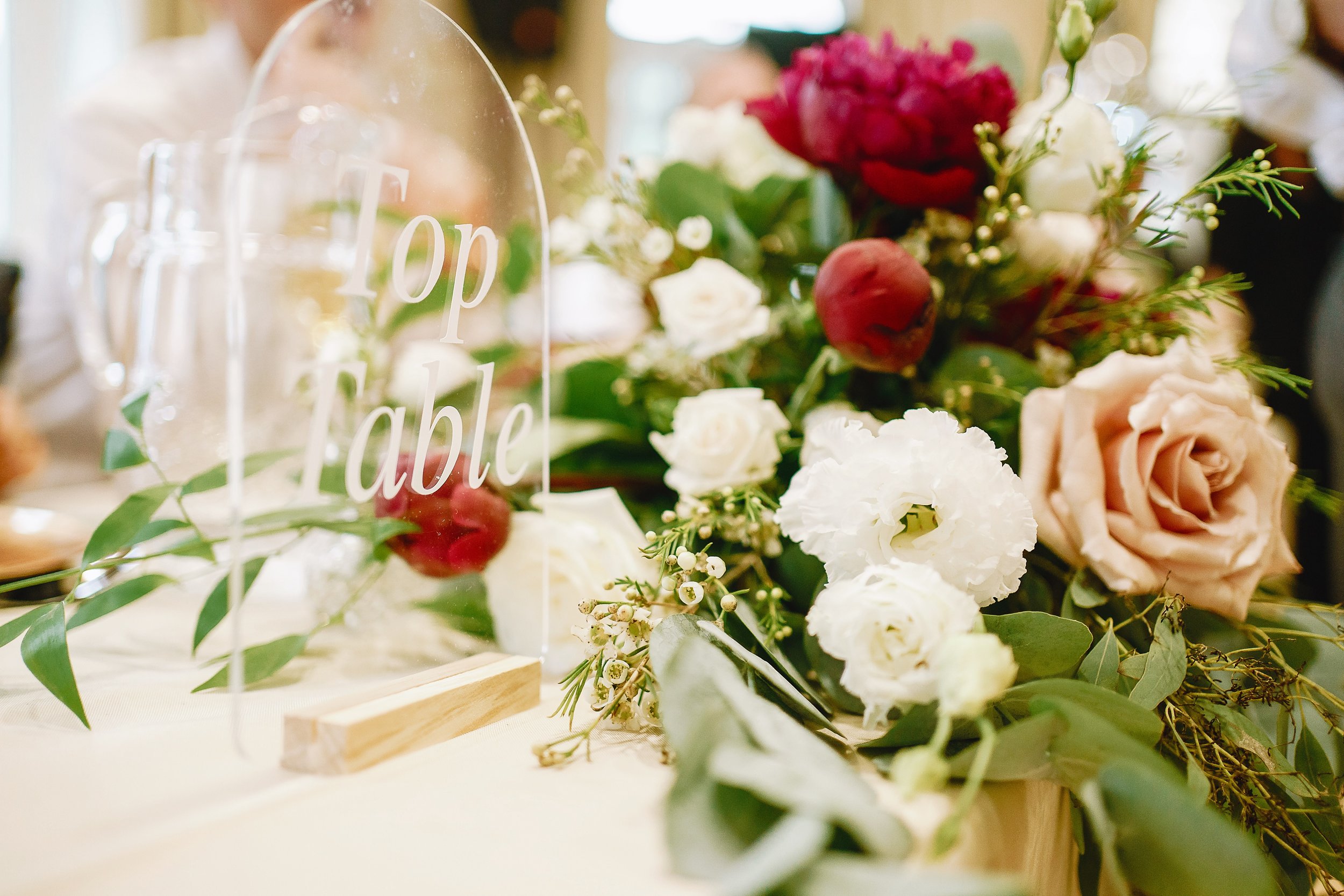 Screen printed arch acrylic table numbers 