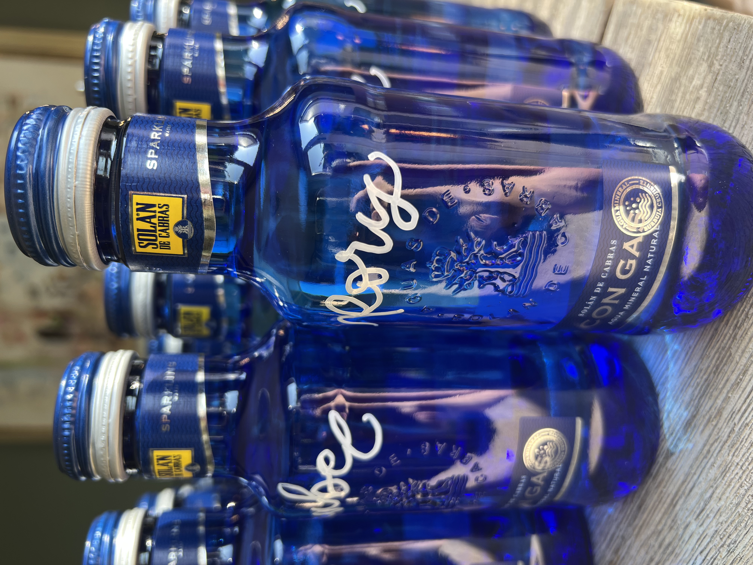 Individual bottles of sparkling water doubled as beautiful place names 