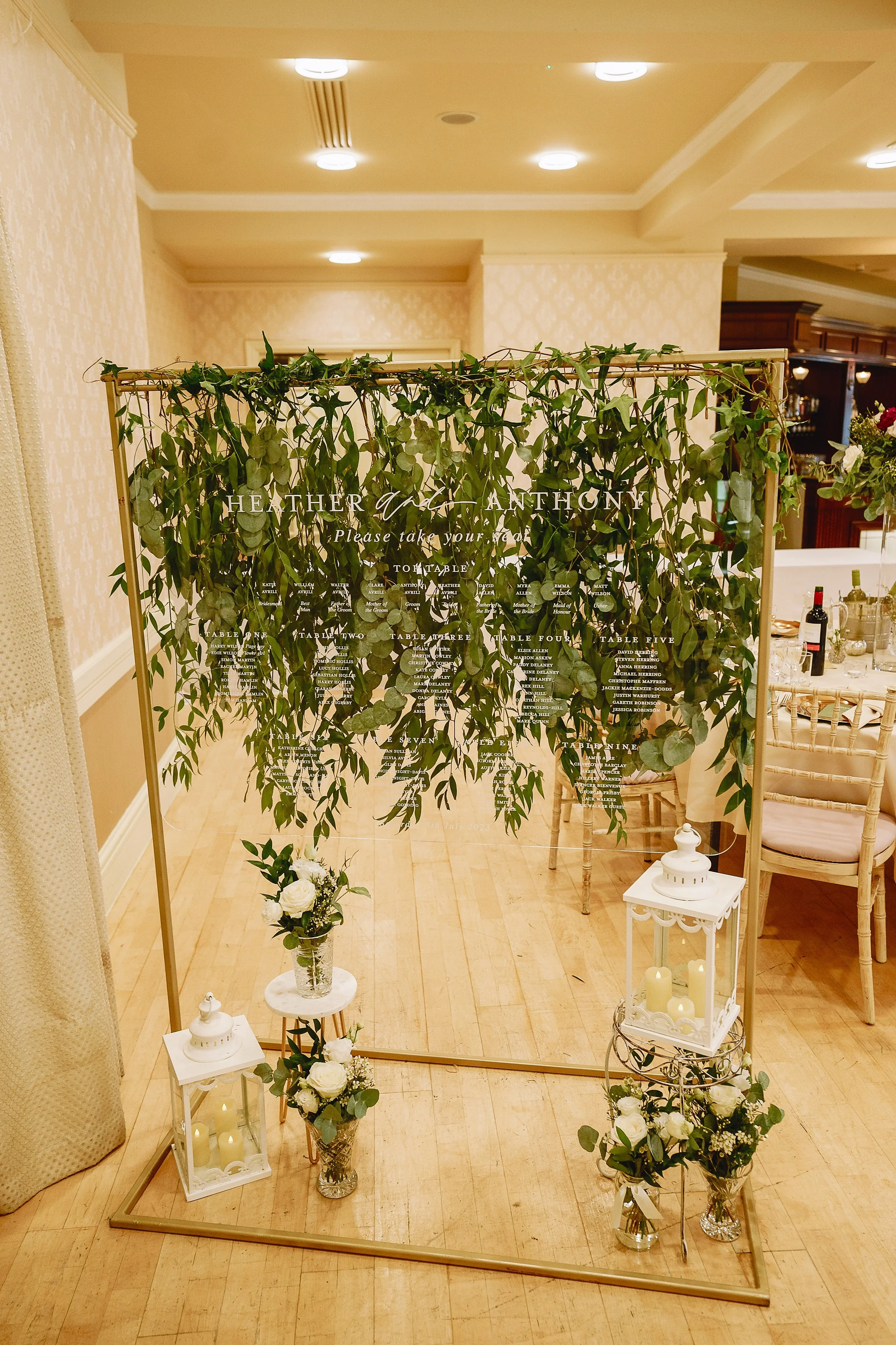 Acrylic screen printed table plan 