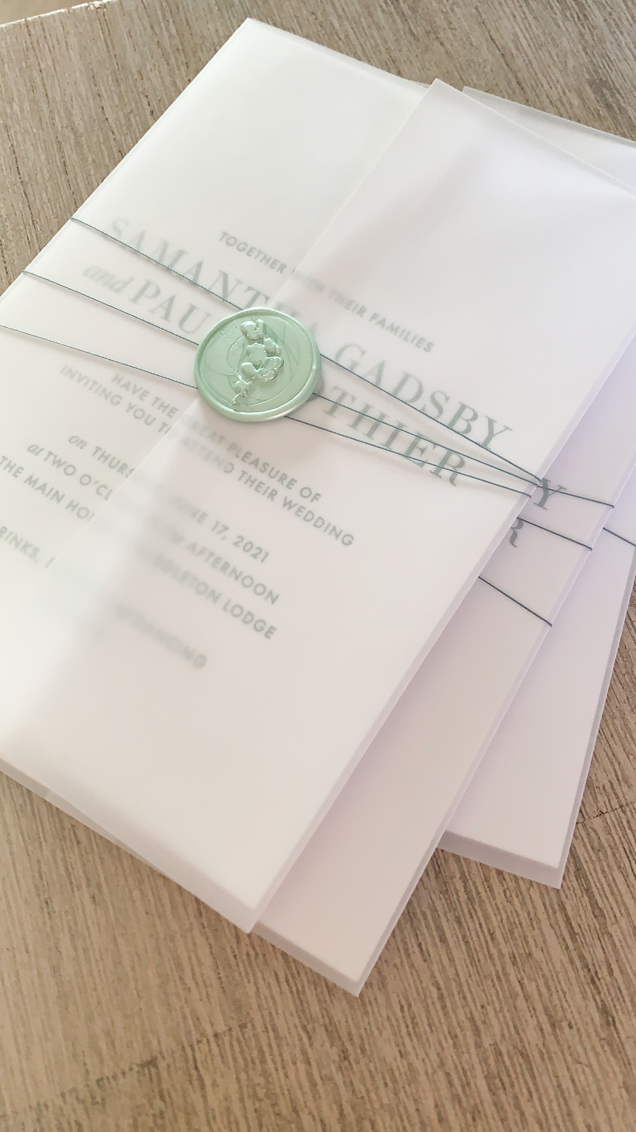 Classic - wrapped in vellum, thread and a wax seal