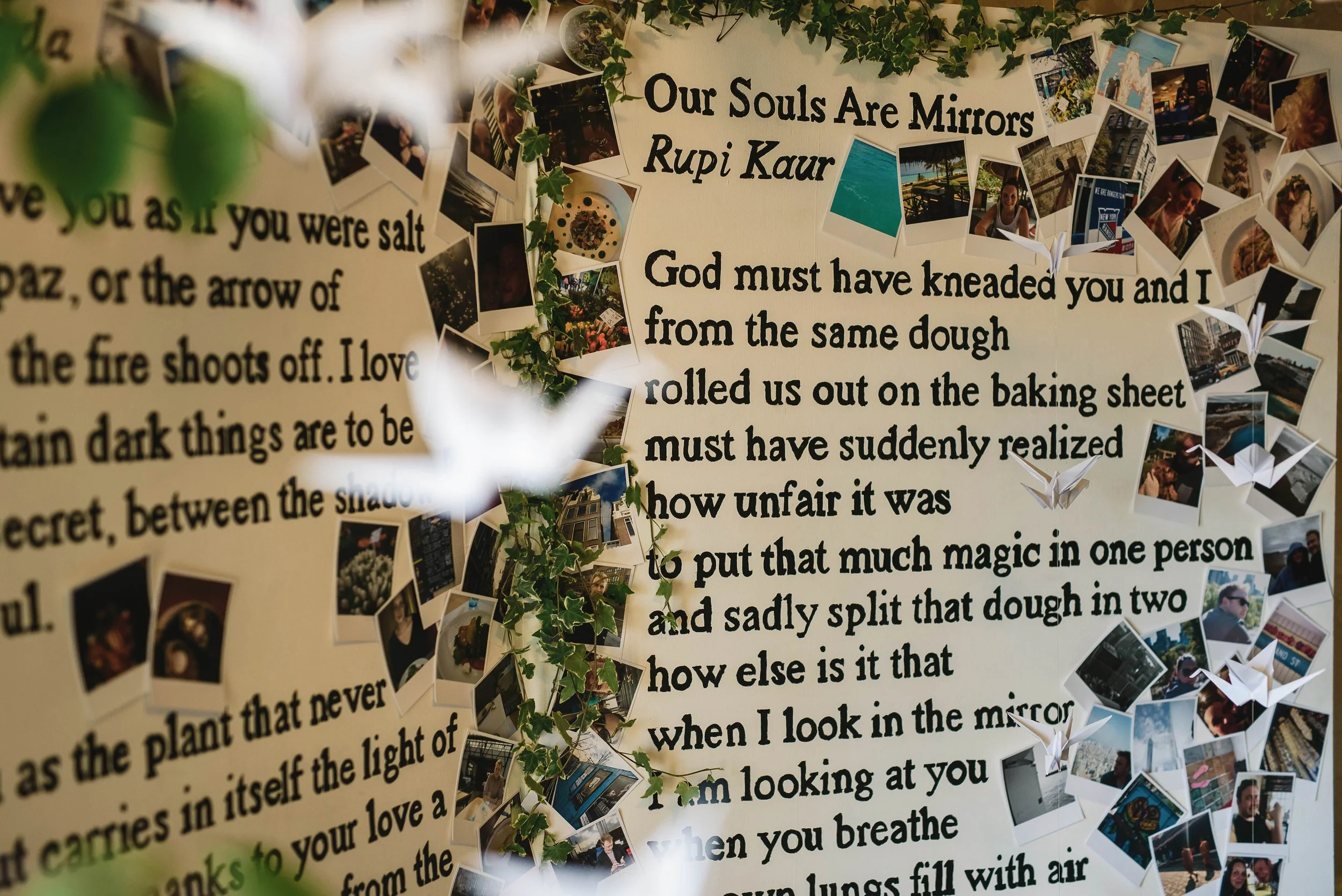 Hand painted poem backdrop for photobooth