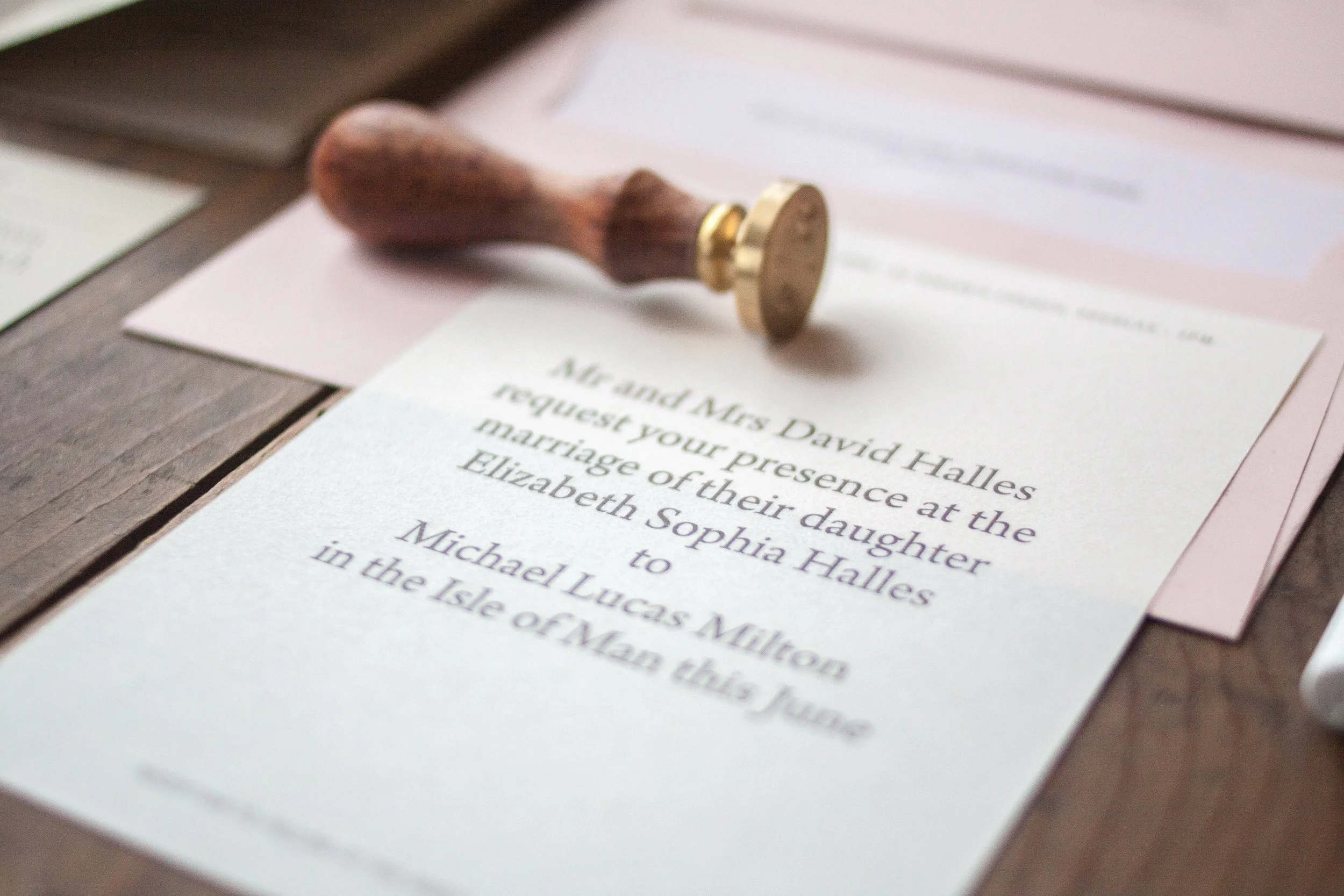 Semi transparent mottled paper digitally printed with beautifully typography invitation