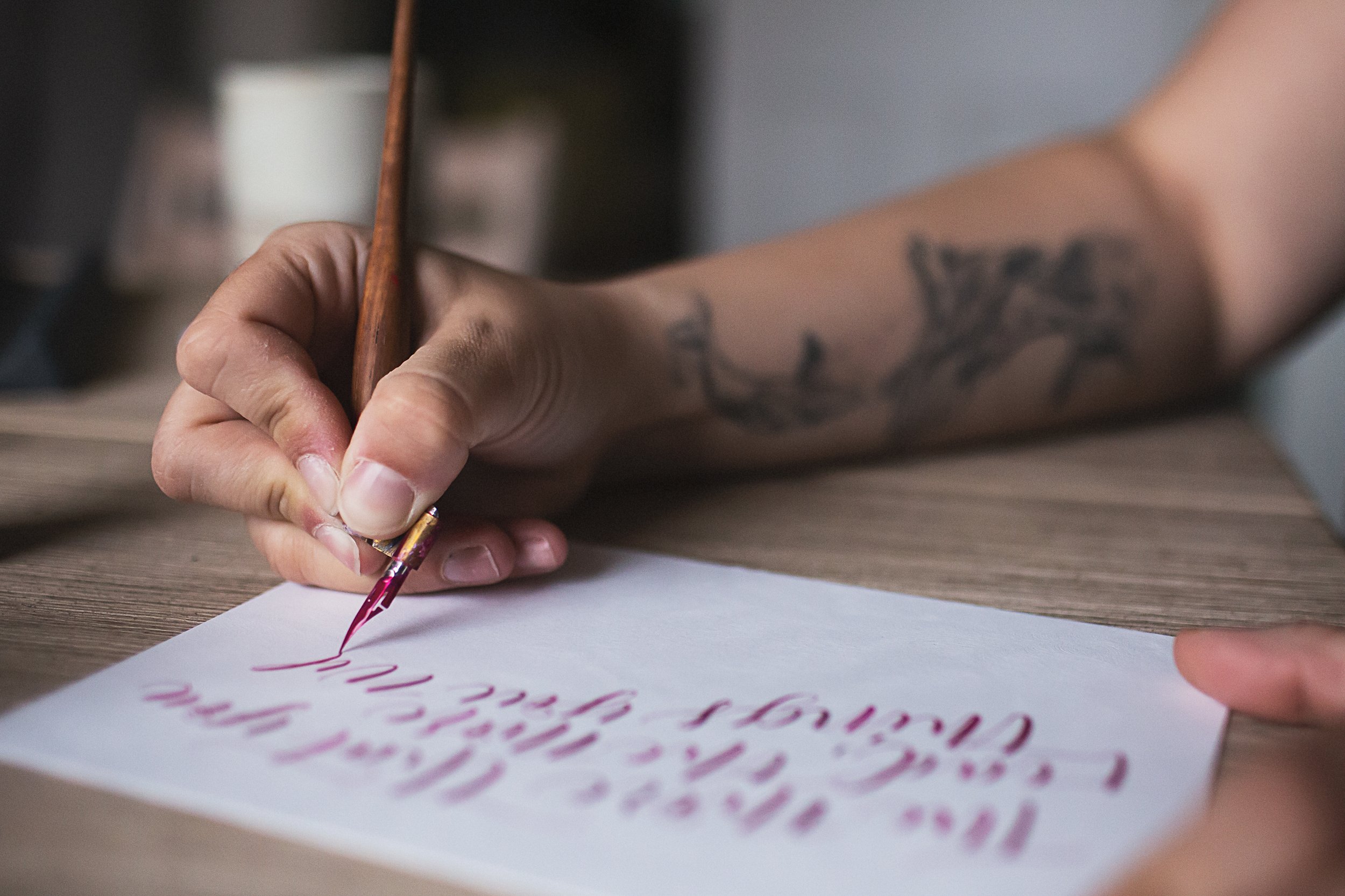 Creating custom calligraphy artwork for a valued client