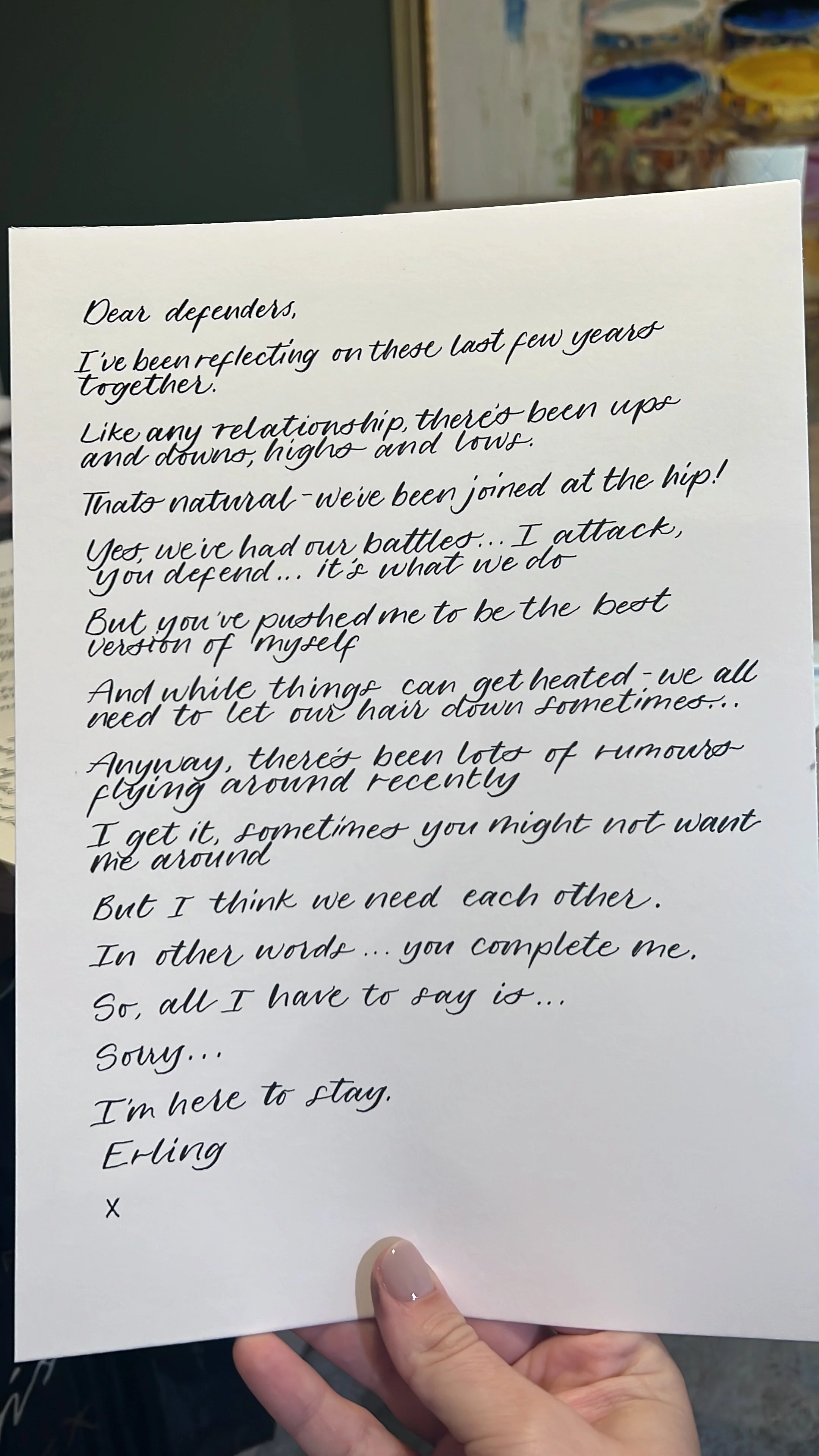 THE contract renewal letter for Erling Haaland in 2025 - such an honour to create this!