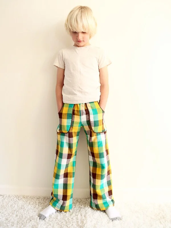 Plaid Parsley Pants with Piping