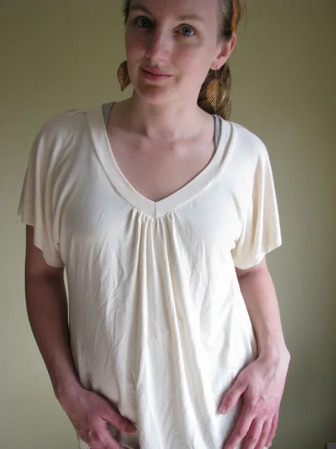 Rae's Spring Top: Ivory Knit V-neck