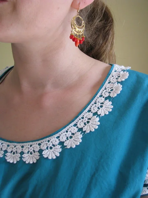 Rae's Spring Top: Teal with Lace