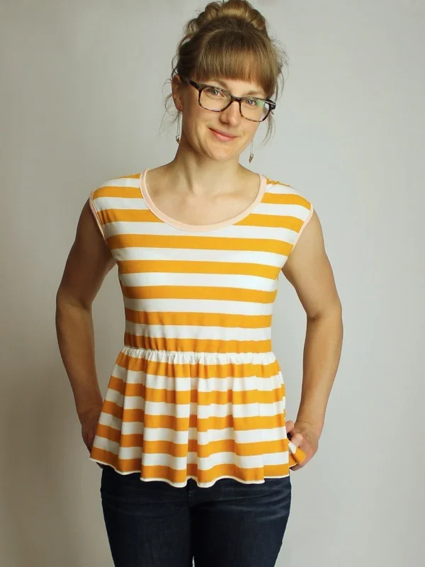 Yellow Striped Peplum