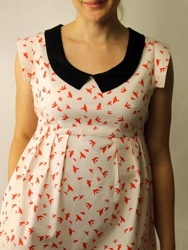 Bird Dress with pointed collar and sleeve