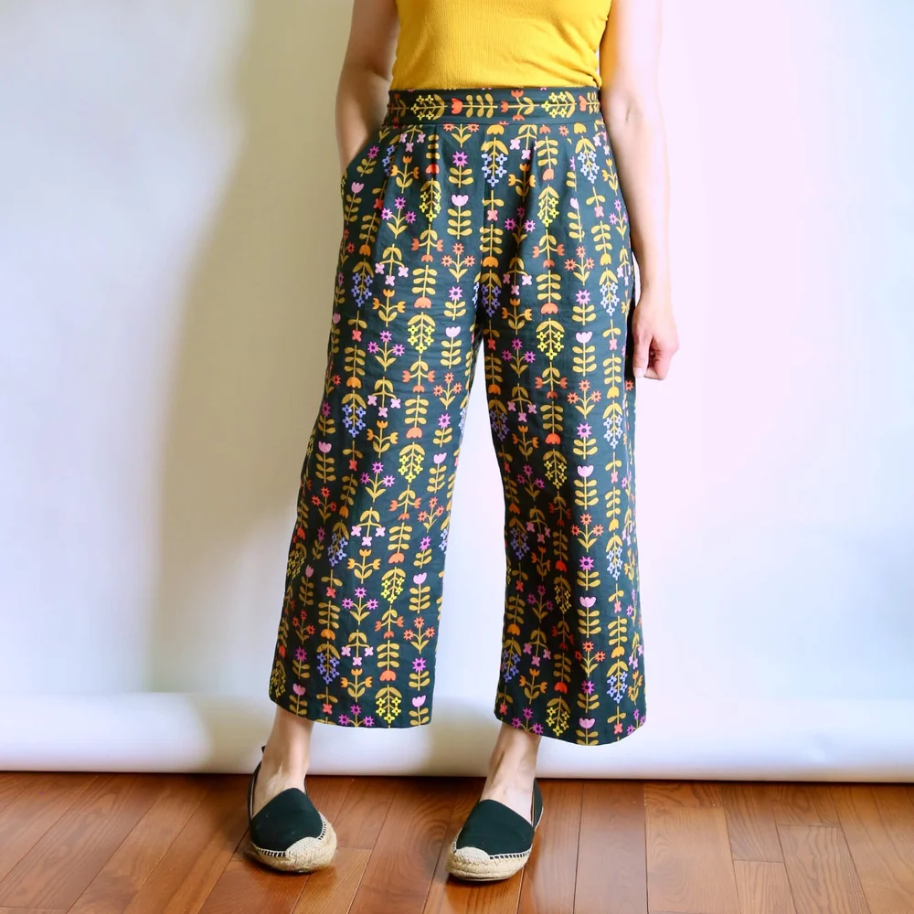 Rose 3pc cotton pants set with lace and roses