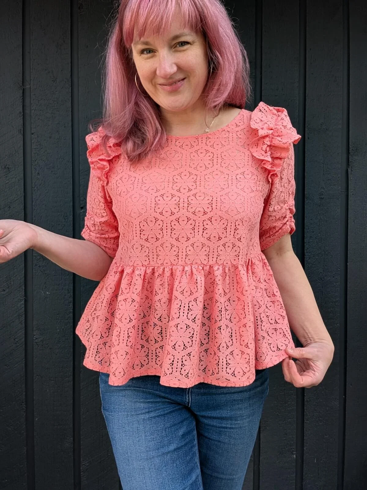 Coral Lace Top