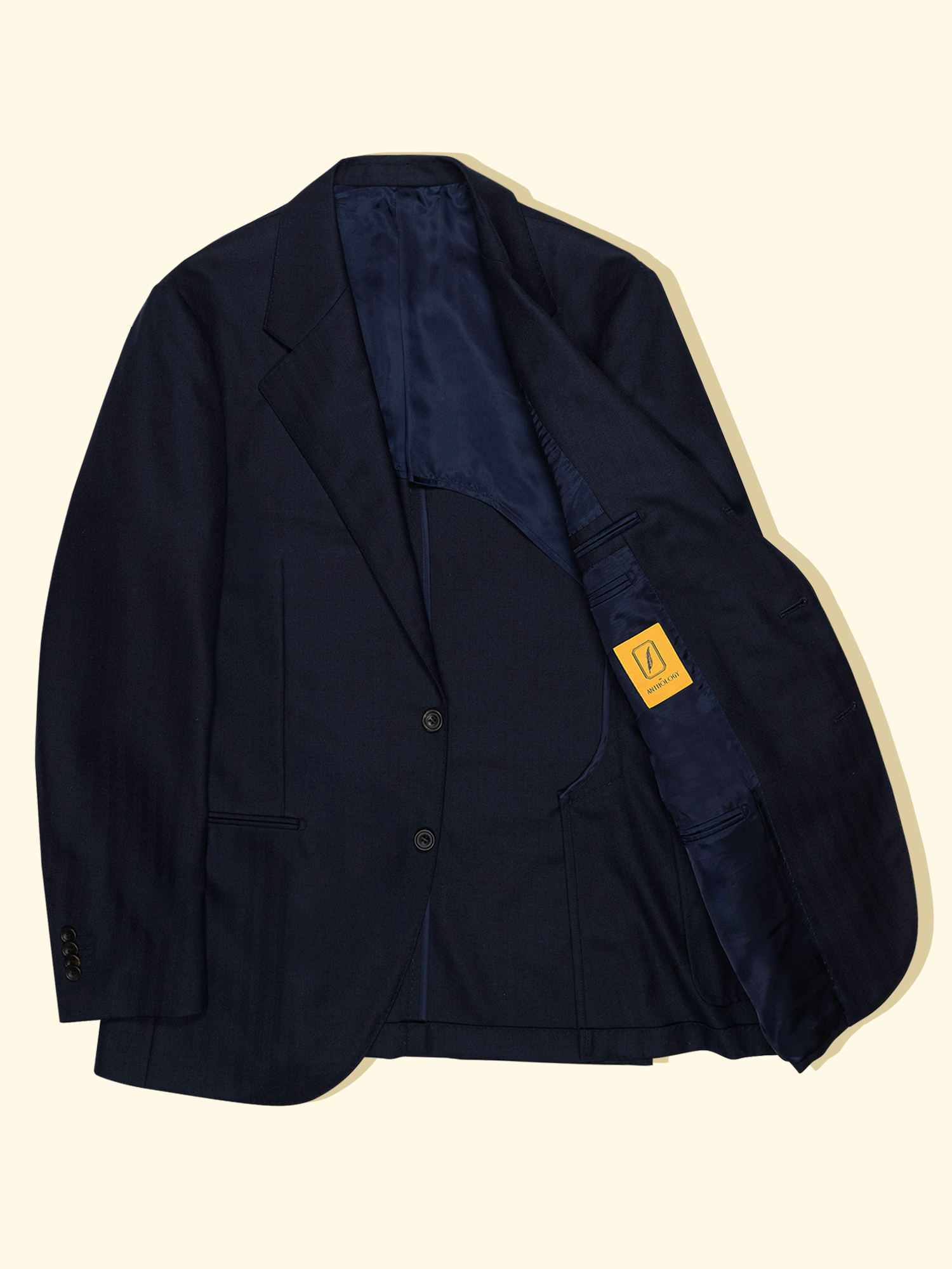 Worsted Suit Jacket - Navy Herringbone — The Anthology