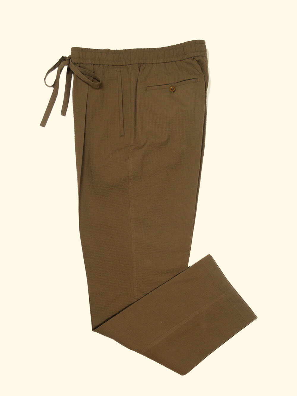 Seersucker Drawstring trouser - tobacco 