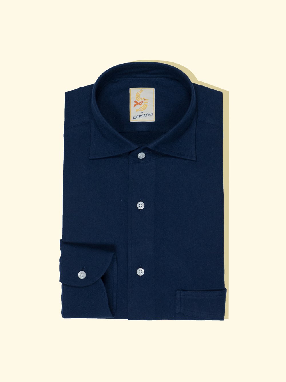 Navy Flanneled Cotton Shirt