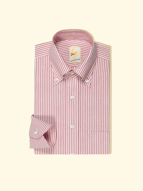 open lace back dress Non-Iron Cotton Stripe Dress Shirt with Contrast Trim