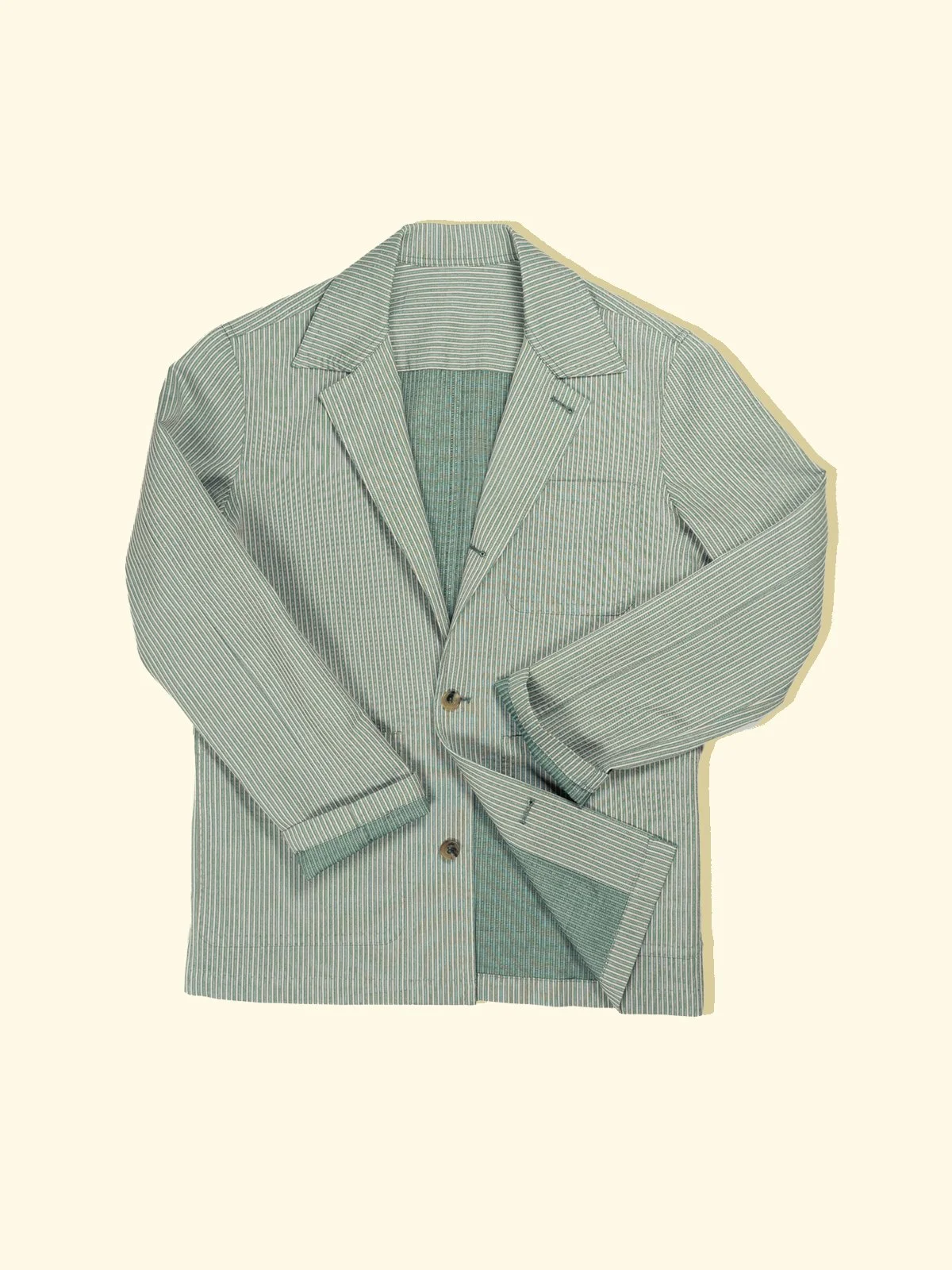 Lazyman Jacket - Soft Teal Ribbed Stripe