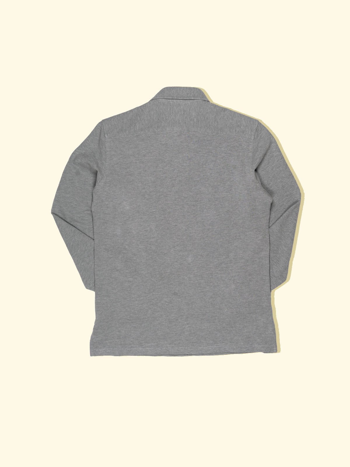 Pique Long Sleeve Spread Collar Polo - Heather Grey — The Anthology