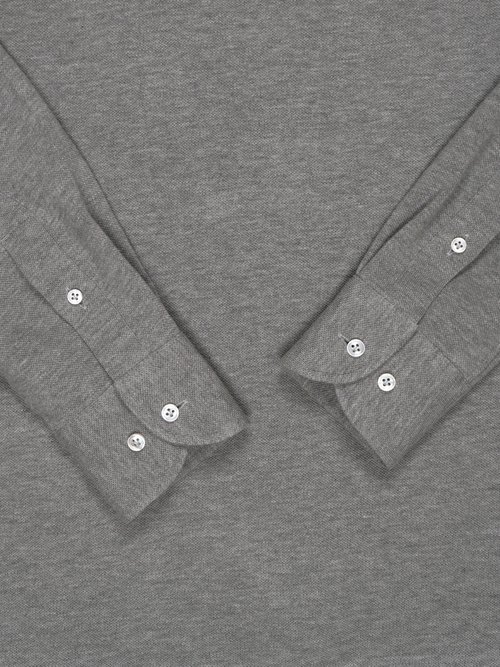 Pique Long Sleeve Spread Collar Polo - Navy — The Anthology