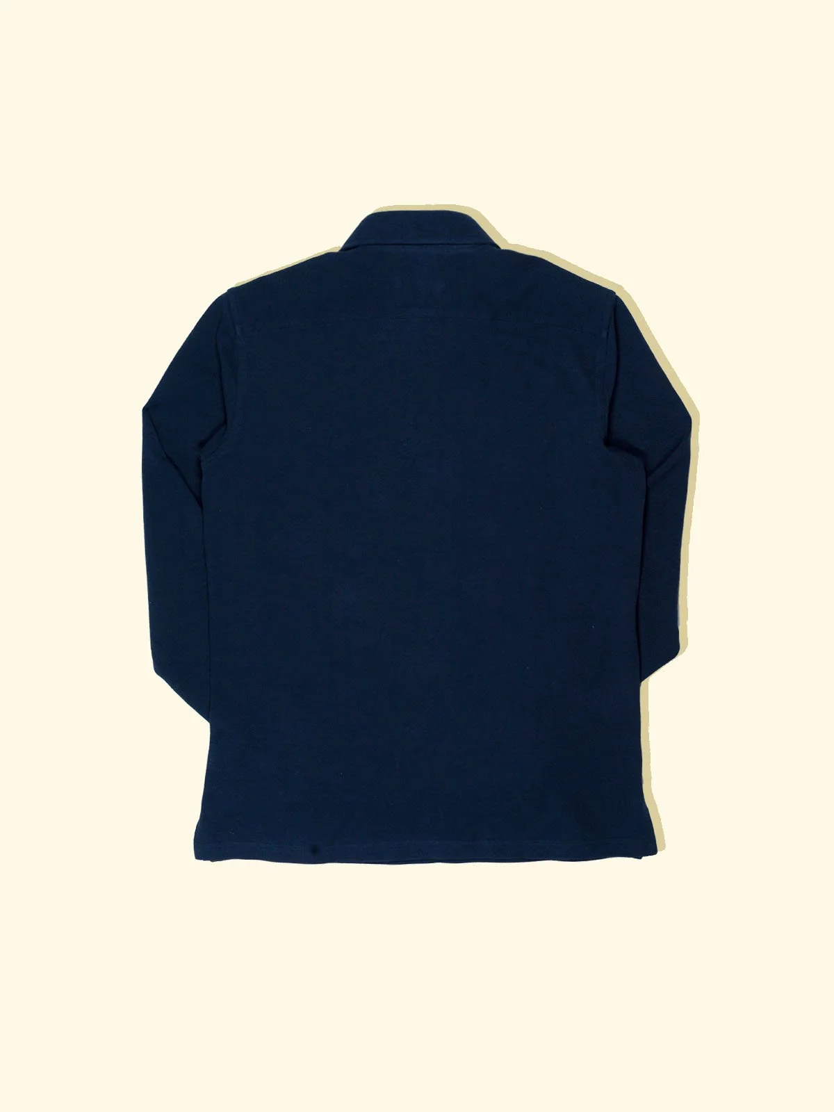 Pique Long Sleeve Spread Collar Polo - Navy — The Anthology