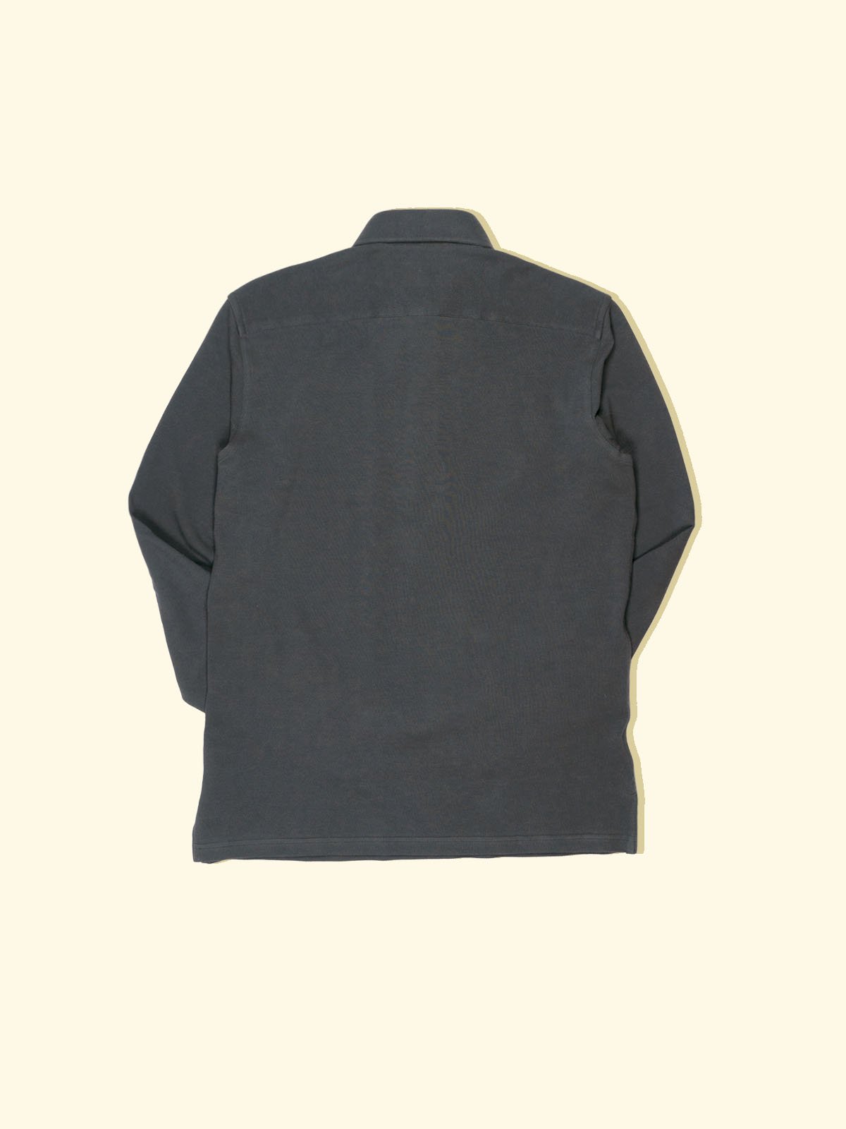 Pique Long Sleeve Spread Collar Polo - Steel Grey — The Anthology