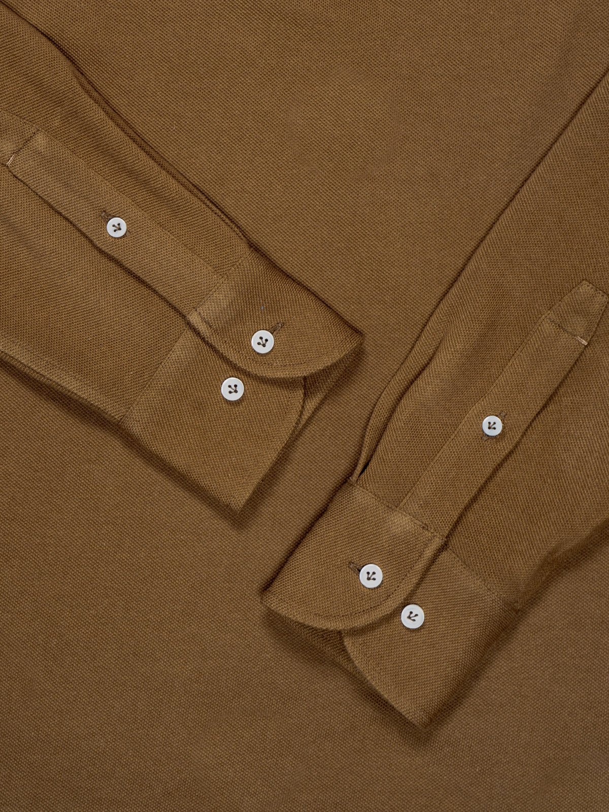 Pique Long Sleeve Spread Collar Polo - Toffee — The Anthology