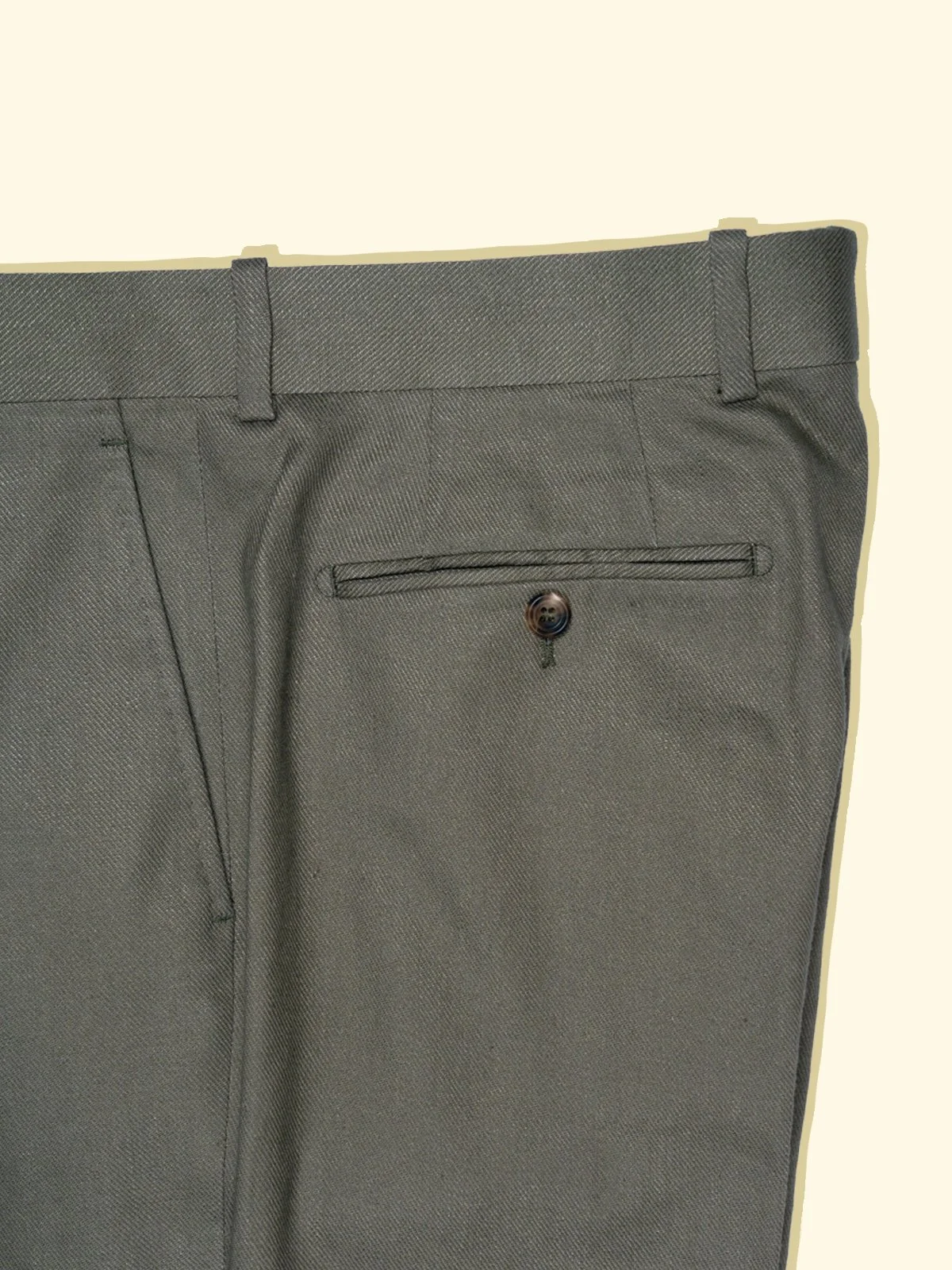 Linen/Cotton Twill Pleated Trousers - Sage