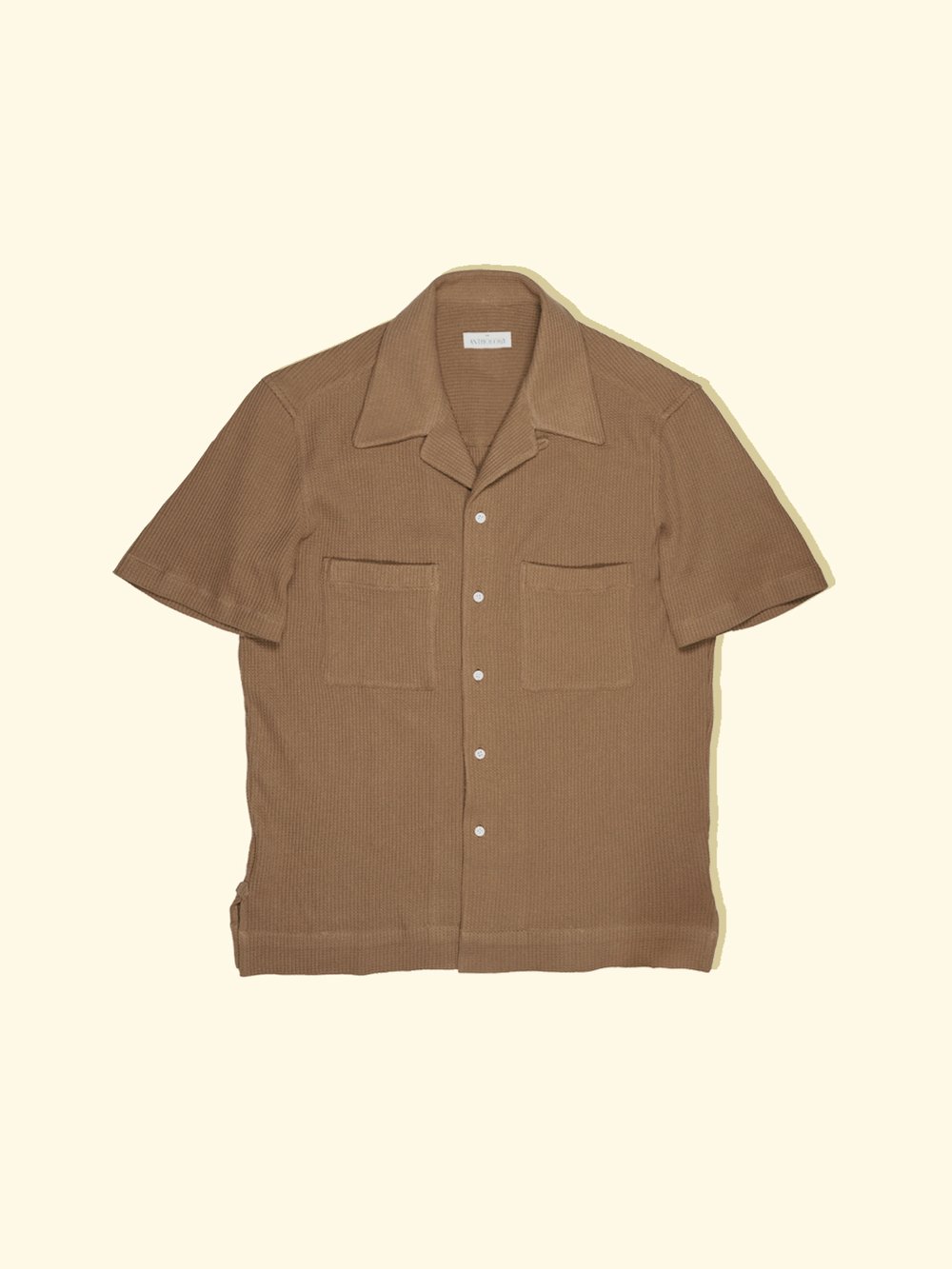 Cuban Camp Collar Shirt - Caramel Waffle