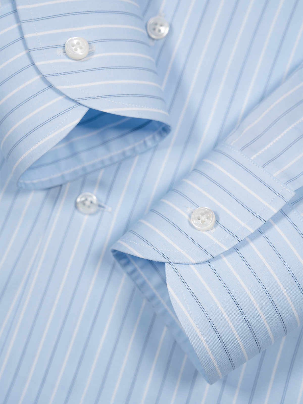 Sky, Deep Blue and White Point Collar Striped Shirt Sky, Deep Blue and White Point Collar Striped Shirt