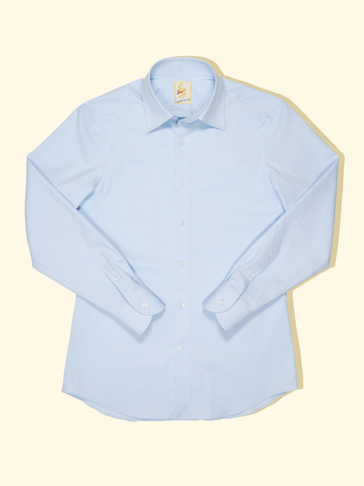 dress blues collar White Dress Shirt with Blue Collar and Cuffs