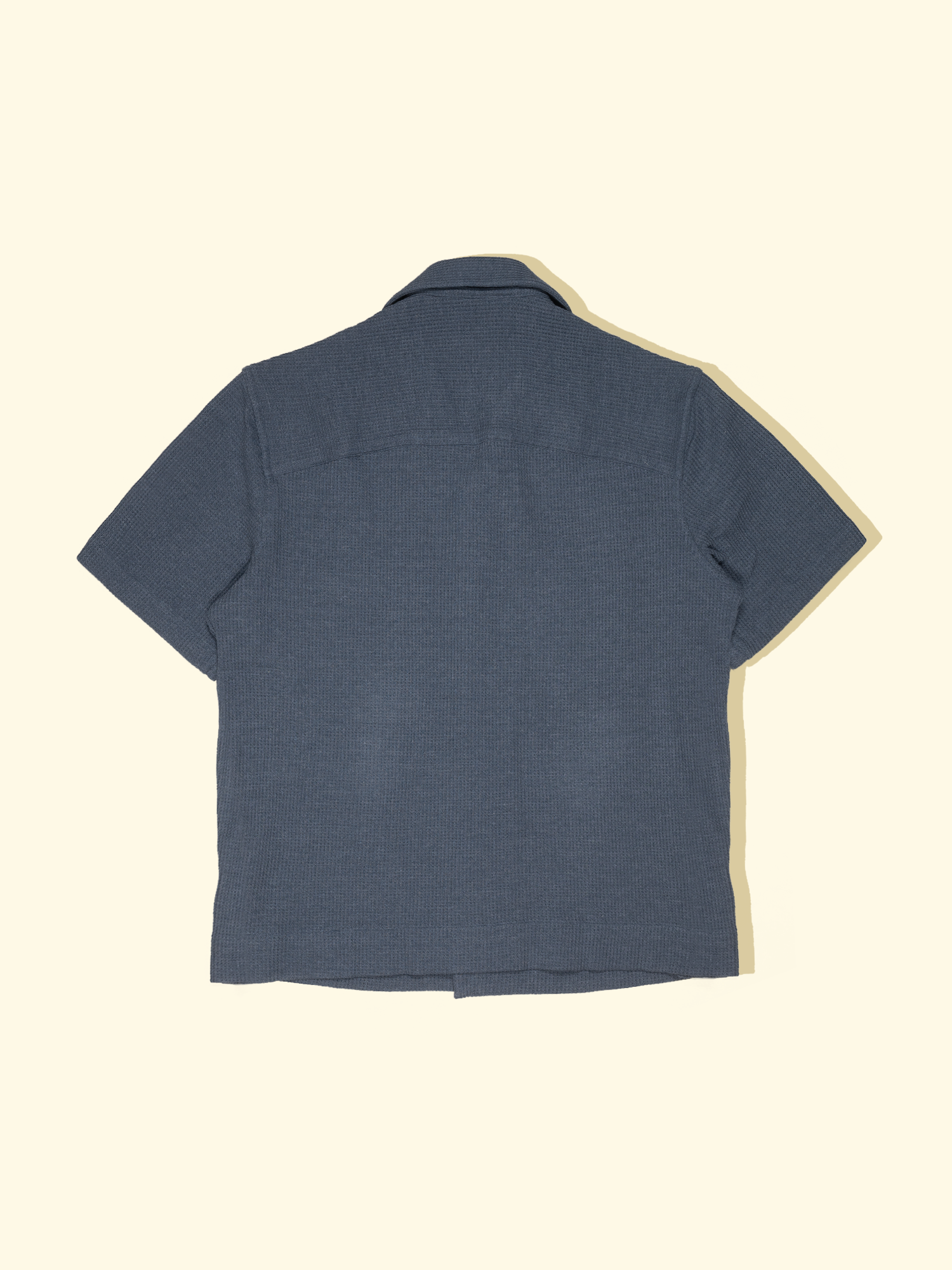 Cuban Camp Collar Shirt - China Blue Waffle — The Anthology