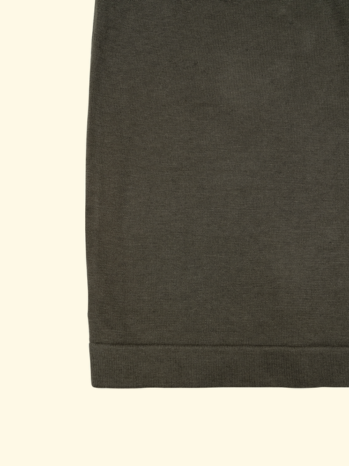 Linen/Cotton Knitted Short Sleeve Polo - Olive — The Anthology