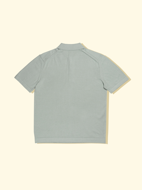 Linen/Cotton Knitted Short Sleeve Polo - Seafoam Green — The Anthology