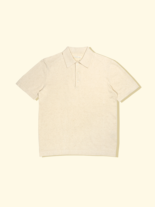 Linen/Cotton Knitted Short Sleeve Polo - Oatmeal — The Anthology