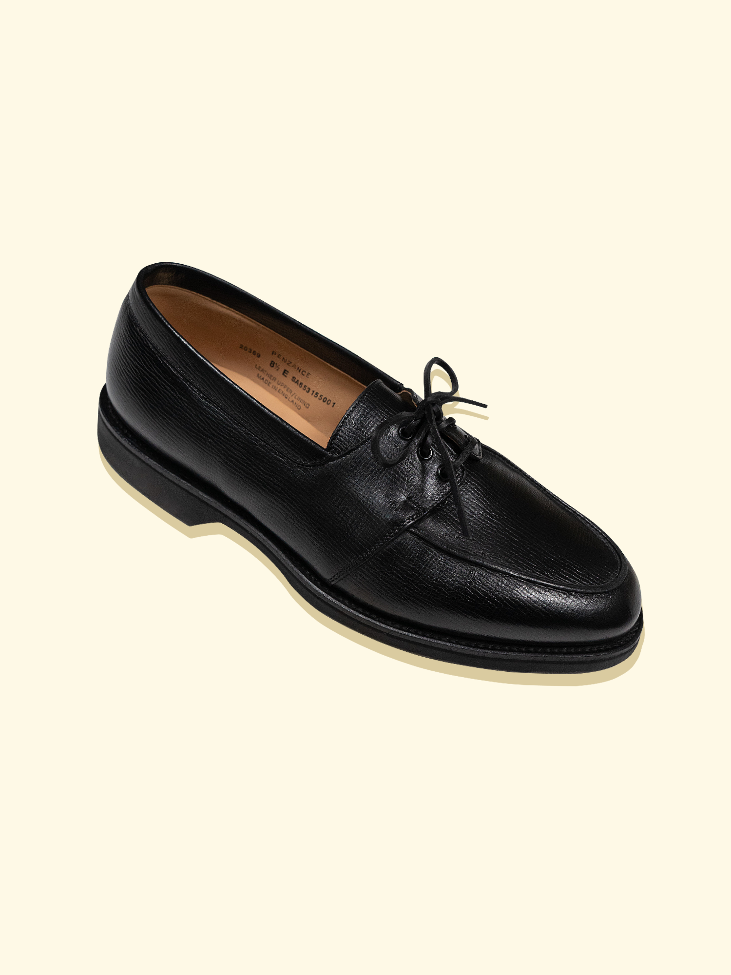 Penzance Moccasin by Crockett & Jones for The Anthology - Black Textured Grain Calf