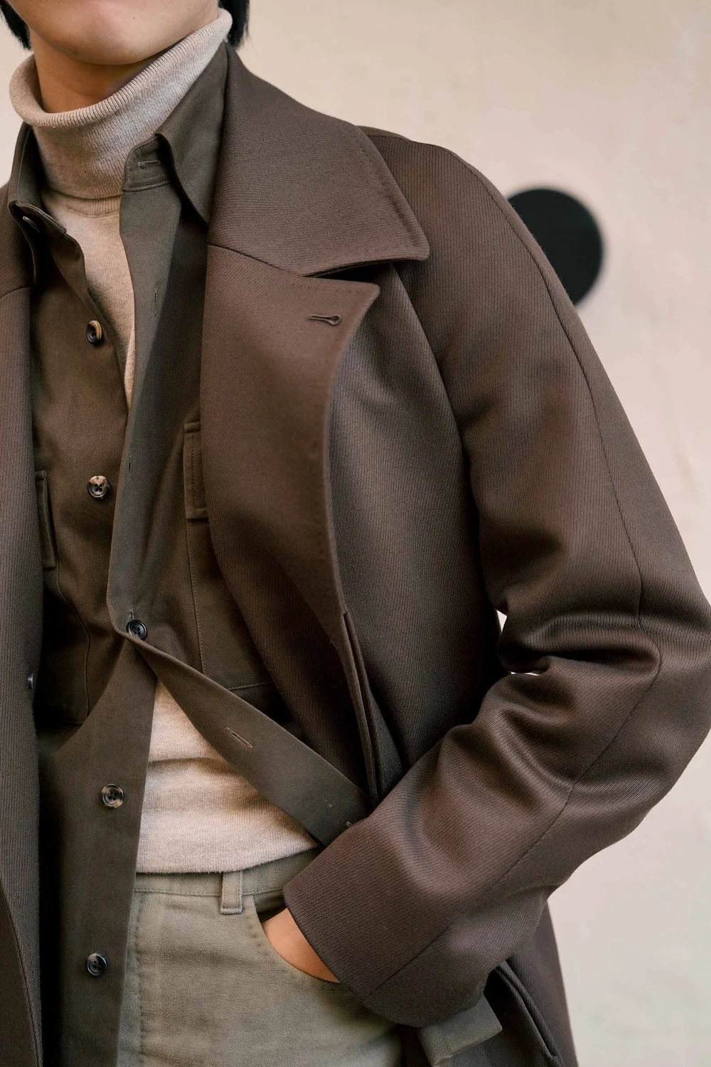 18578 Belted Wrap Coat - Tawny Brown